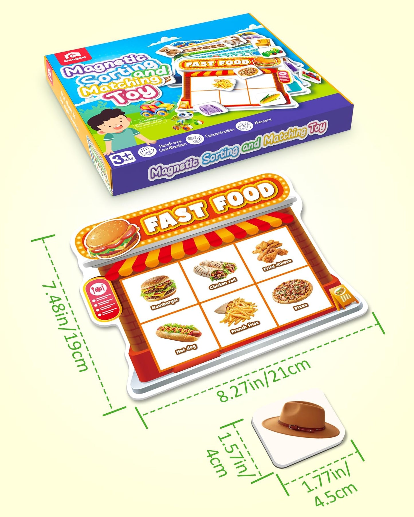 Coogam Fridge Magnets Sorting Toys, Fine Motor Montessori Magnetic Matching Game, Food Pets Grocery Furniture Toy Playset, Educational Learning Sensory Toy Gift for Toddler Ages 3-8