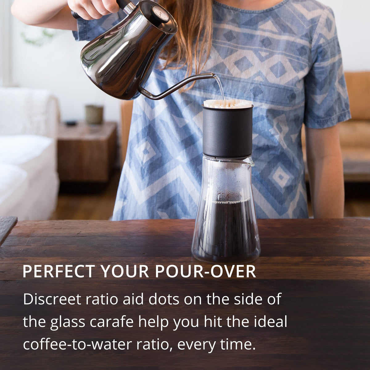 Fellow Stagg Double Wall Coffee Carafe - Vessel for Pour Over Manual Coffee Maker, Handblown Borosilicate Glass Decanter, 20 oz Clear Pitcher