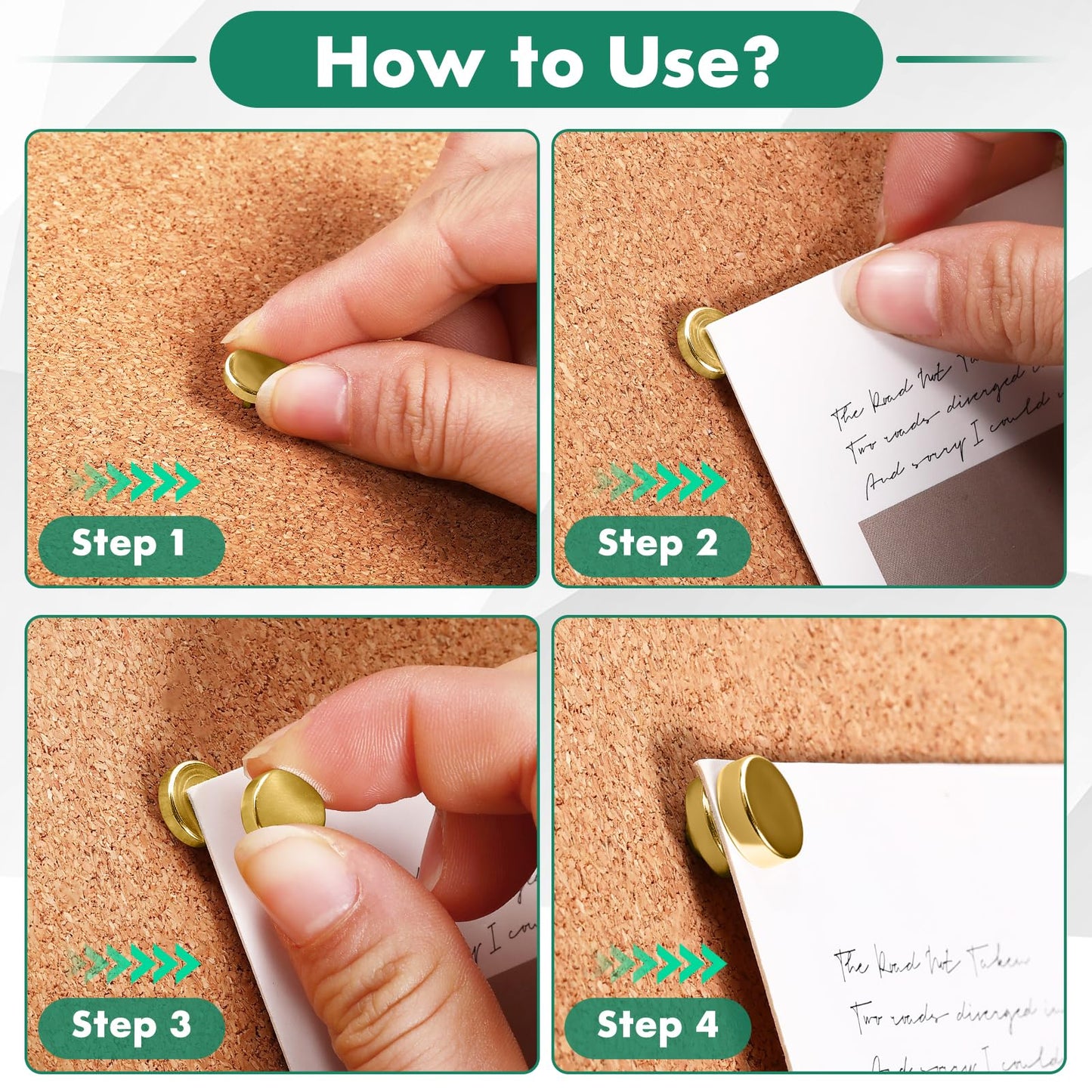 GOOLADA 50 Sets of Magnetic Flat Push Pins, Gold Magnetic Pins, Flat Thumb Tacks,Cute Push Pins for Wall,Gold Thumbtacks for Cork Board, Poster Hanger for Bulletin Board