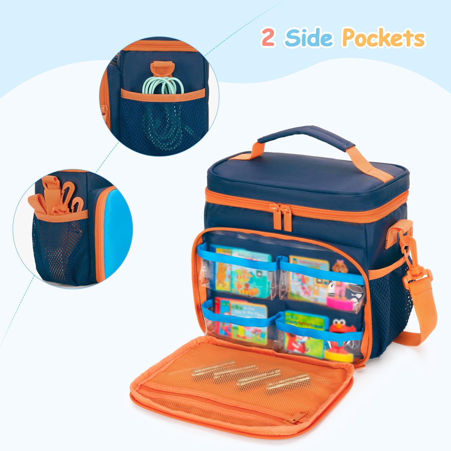 GRAOSO Carrying Case Compatible with Little Tikes Story Dream Machine Books Starter Set, Toy Storage Bag with Handle & Shoulder Strap for Storybook/Charger/Character, Blue, Bag Only (Patented Design)