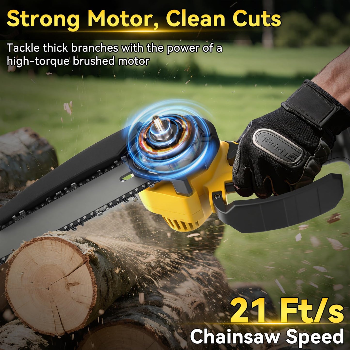 2 in 1 Electric Pole Saw 8 Inch Mini Cordless Chainsaw Compatible for Dewalt 20V Battery with 2.5M Telescope, Brushless Chainsaw for Pruning Branches Garden Maintenance (No Battery)