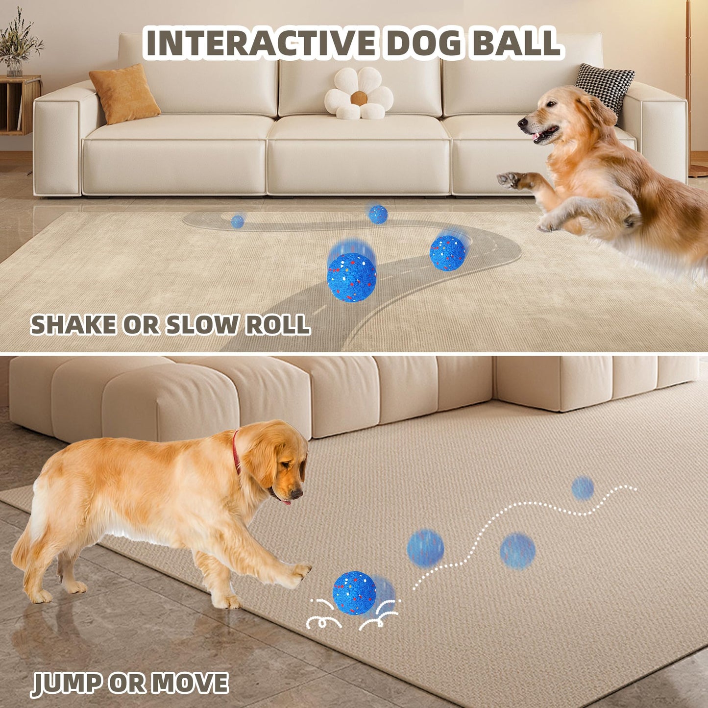 Valuepeak Smart Interactive Dog Toys Ball,Automatic Moving Bouncing Dog Ball, E-TPU Material, IPX4 Waterproof, Active Rolling Balls for Small Medium and Large Dogs
