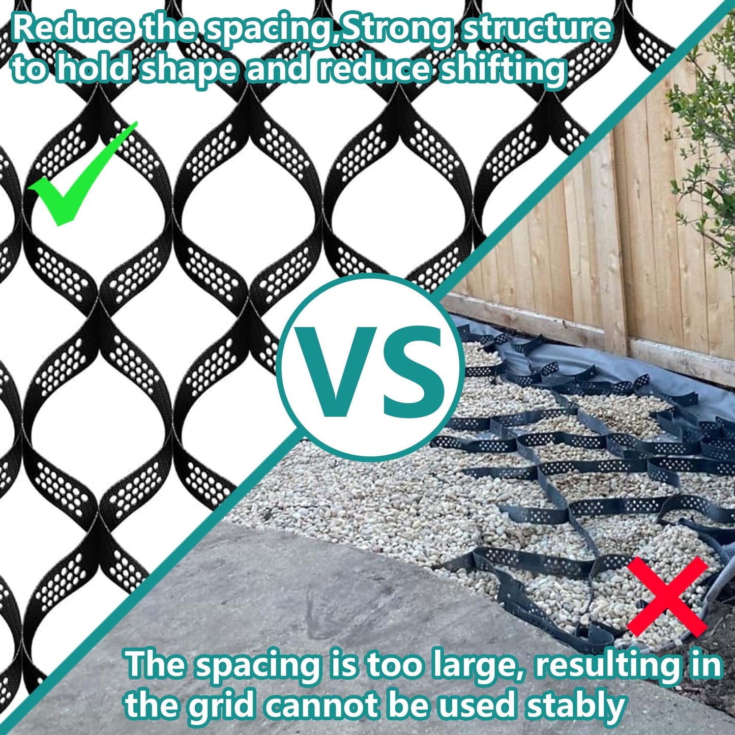 16.4 x 9.8 Ft 160 Sq ft Gravel Ground Grid - 2In Thick Geo Grid Driveway Stabilization Grids System for Garden Landscaping Parking Lots Slope Driveways Slope