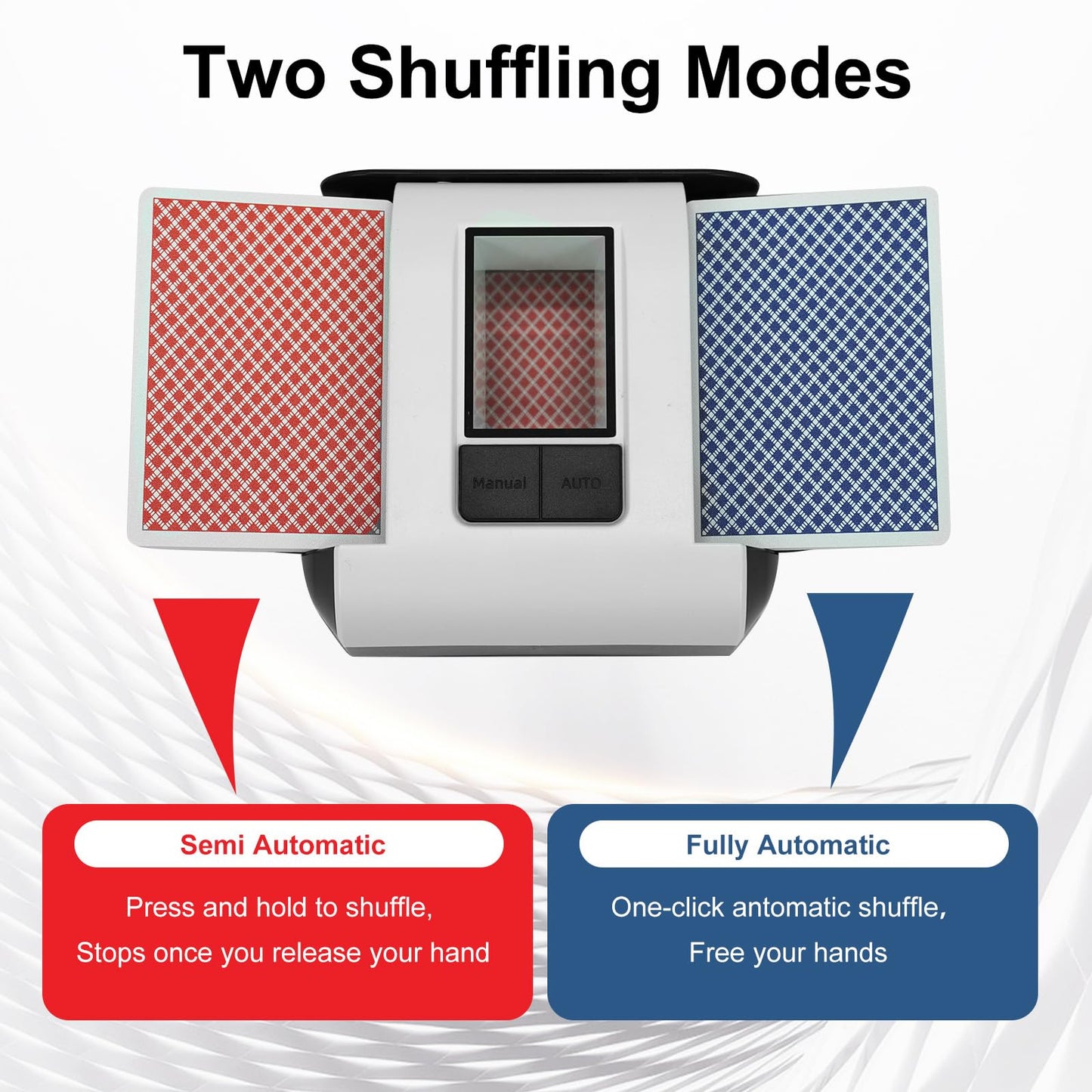 Gelabur Automatic Card Shuffler, Rechargeable Card shuffler Machine for 1-2 Decks, Low Noise Dual Mode Electric Card shuffler for UNO, Texas Hold’em, Blackjack, Skip-Bo, Phase 10