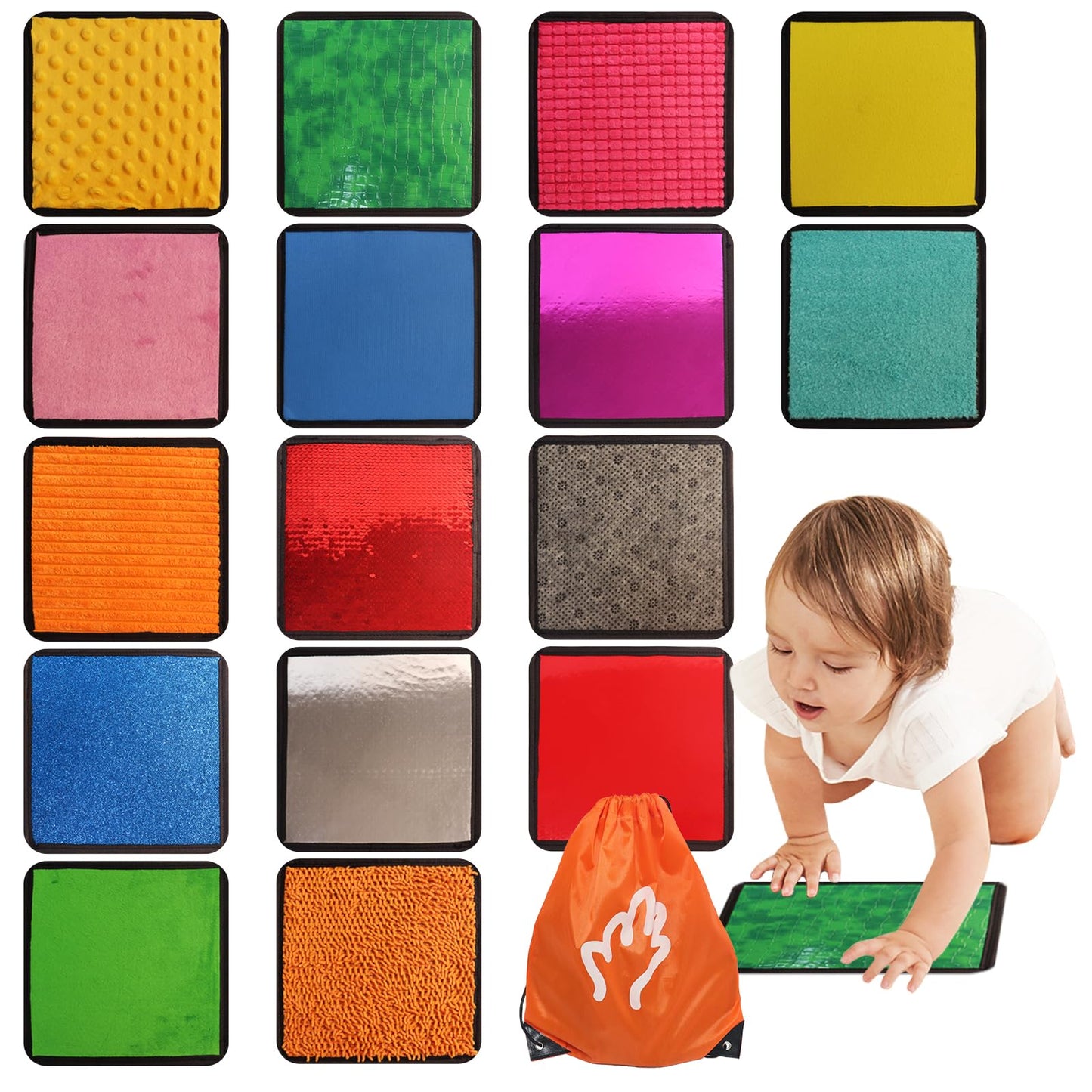 Sensory Mats for Autistic Children, 16 PCS Sensory Tiles for Kids, Sensory Wall for Toddlers, Sensory Toys for Autism Classroom, Special Education Sped Classroom Must Haves