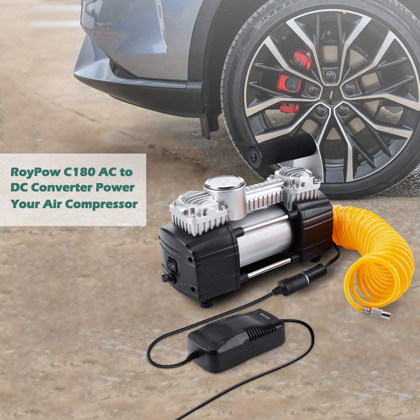 AC to DC Converter, RoyPow 180W (Max 200W) 15A 100V~120V to 12V Car Cigarette Lighter Socket AC/DC Power Supply Adapter, 120V/110V to 12V Converter, Transformer for Inflator, Car Refrigerator