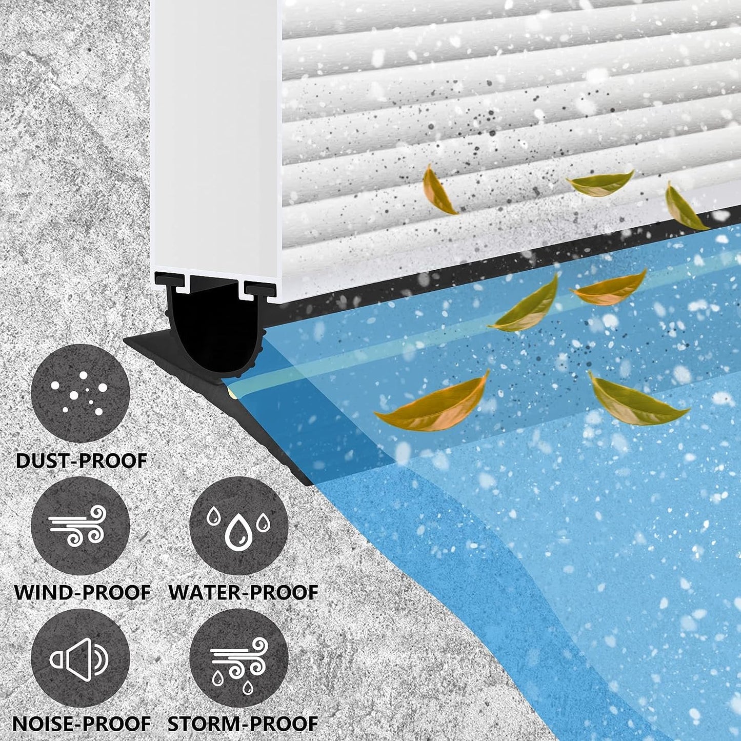 20FT Garage Door Bottom Threshold Seal Strip with 300ml Black Adhesives/Sealants, Universal Rubber DIY Bottom Floor Threshold Seal, Weatherproofing Weather Stripping Replacement (Black)