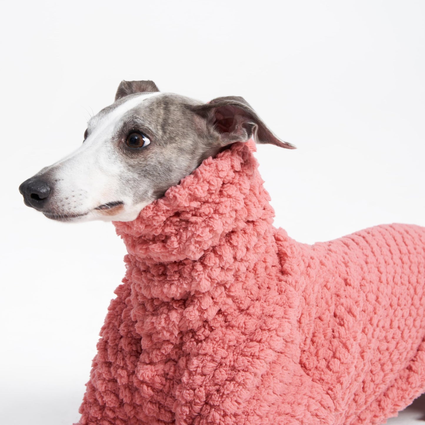 ESCCBOO Fluffy Soft Fleece Jumper Pyjamas for Italian Greyhound Whippet Dogs, Turtleneck Warm Fleece Dog Onesie, Coat, Jammies, Jumpsuit, Romper (Pink, X-Large)