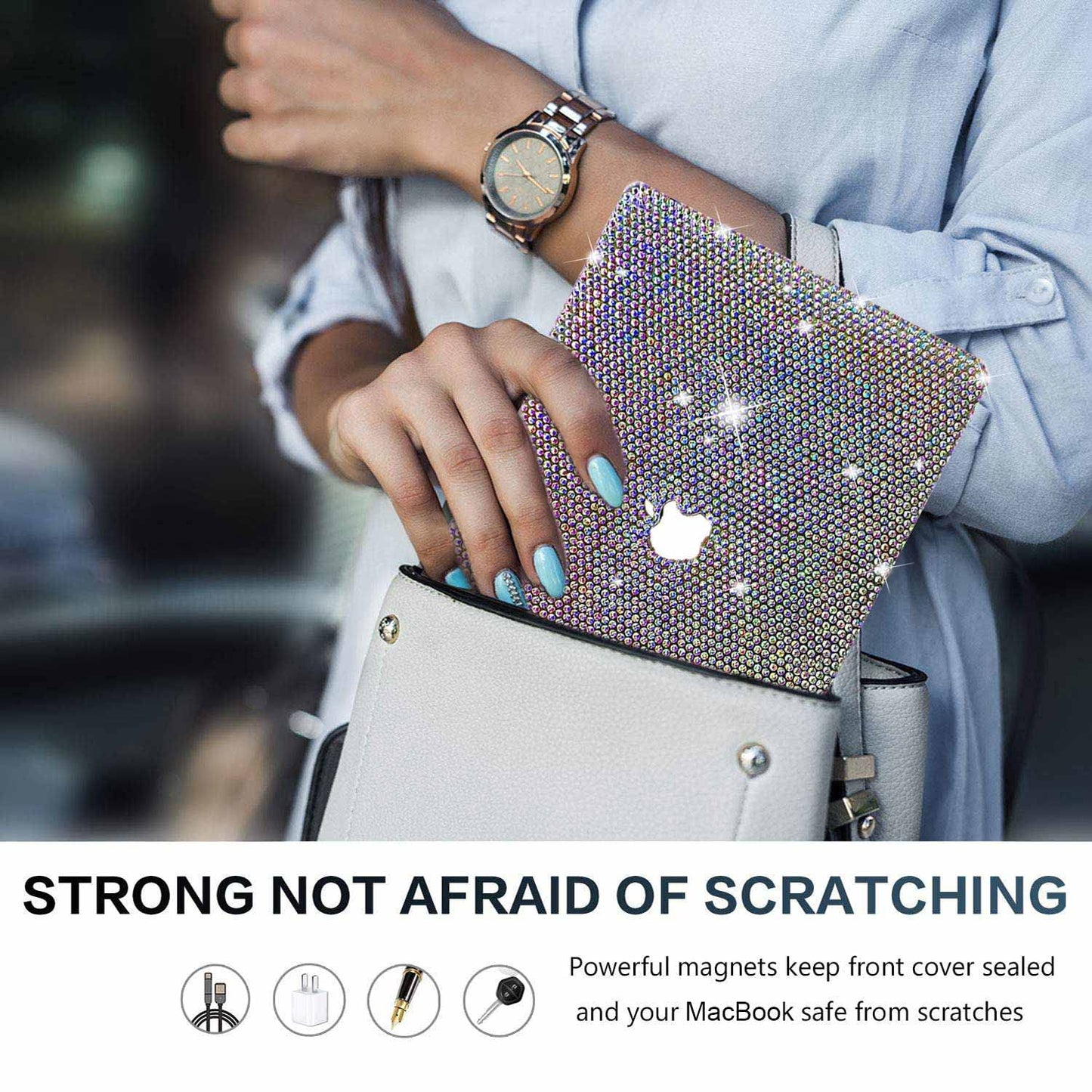 Teazgopx Bling Rhinestone Case Compatible with MacBooo Pro 13 inch (M2 2022 2021),2016-2020 Release A2338 M1 A2289 A2251 A2159 A1989 A1706 A1708,Sparkle Diamond Fashion Luxury Shiny Crystal Hard Shell