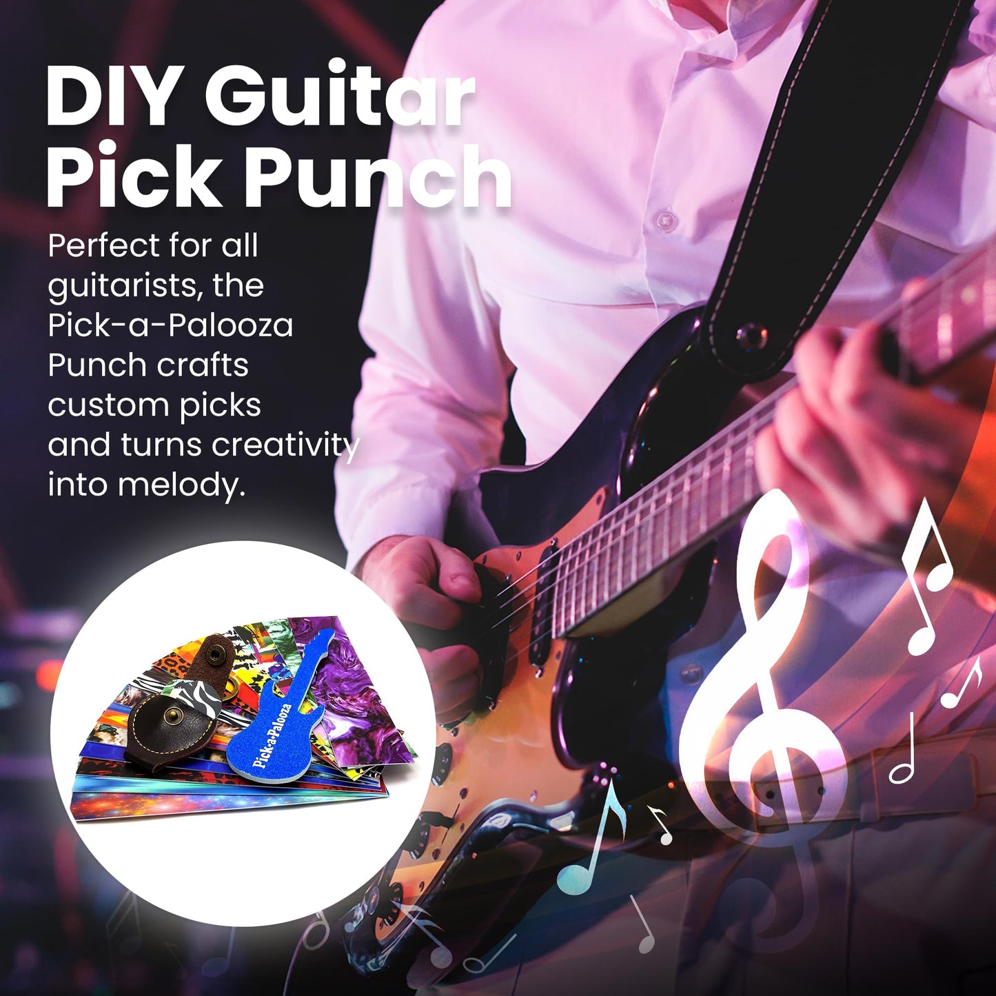 Pick-a-Palooza® DIY Guitar Pick Punch Mega Gift Pack - Premium Guitar Pick Maker - Black