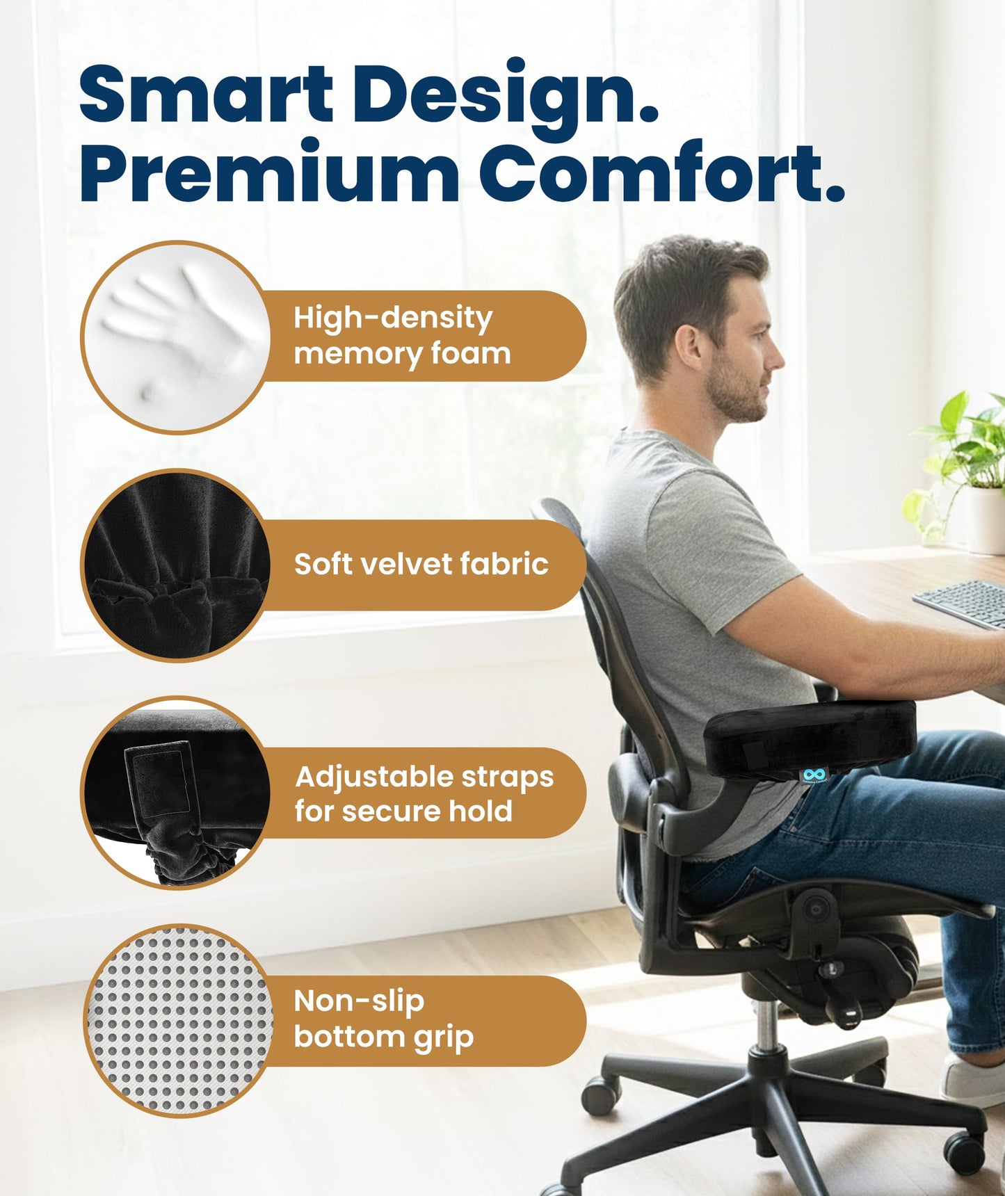 Everlasting Comfort Office Chair & Wheelchair Arm Chair Cover – Cooling Gel Memory Foam Arm Rest for Desk, Gaming Chairs, and Wheelchairs – Ergonomic Cushion for Elbows and Arms Support