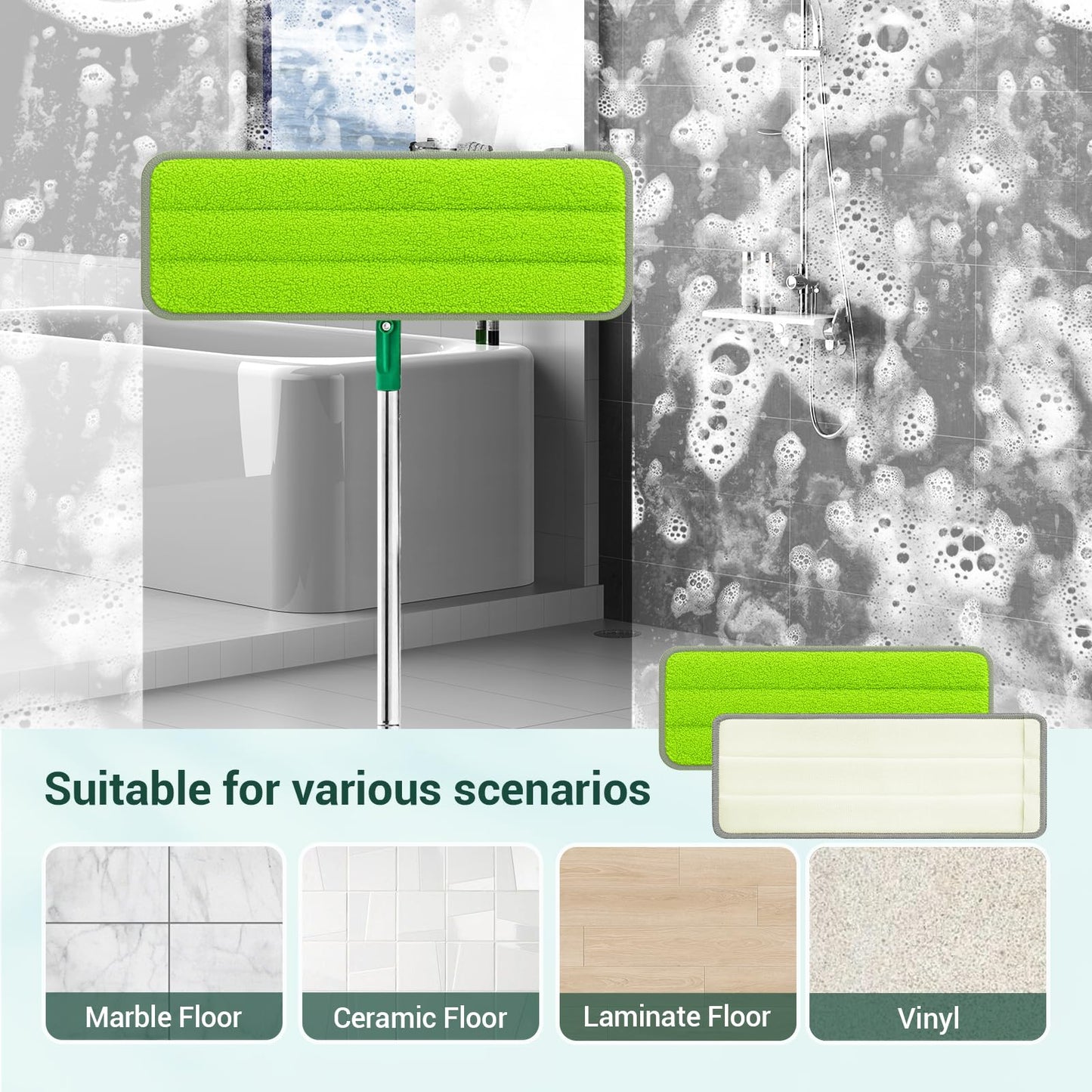 10Pcs Mop Replacement Pads, Compatible with Rinse 'n Wring Mop Universal Mop Pads Mop Head Refills Washable Wet Mop, Compatible with Most Rinse 'n Wring Mop Size Mops