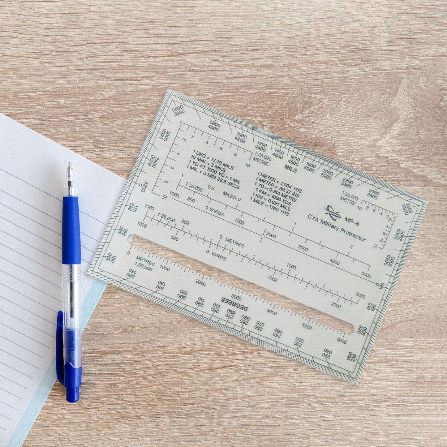 DYNWAVE Square Protractor Ruler Easy Carry Map Reading Compact Lightweight Acrylic 1:25,000 1:50,000 for Architects Engineering Measuring Map Tool
