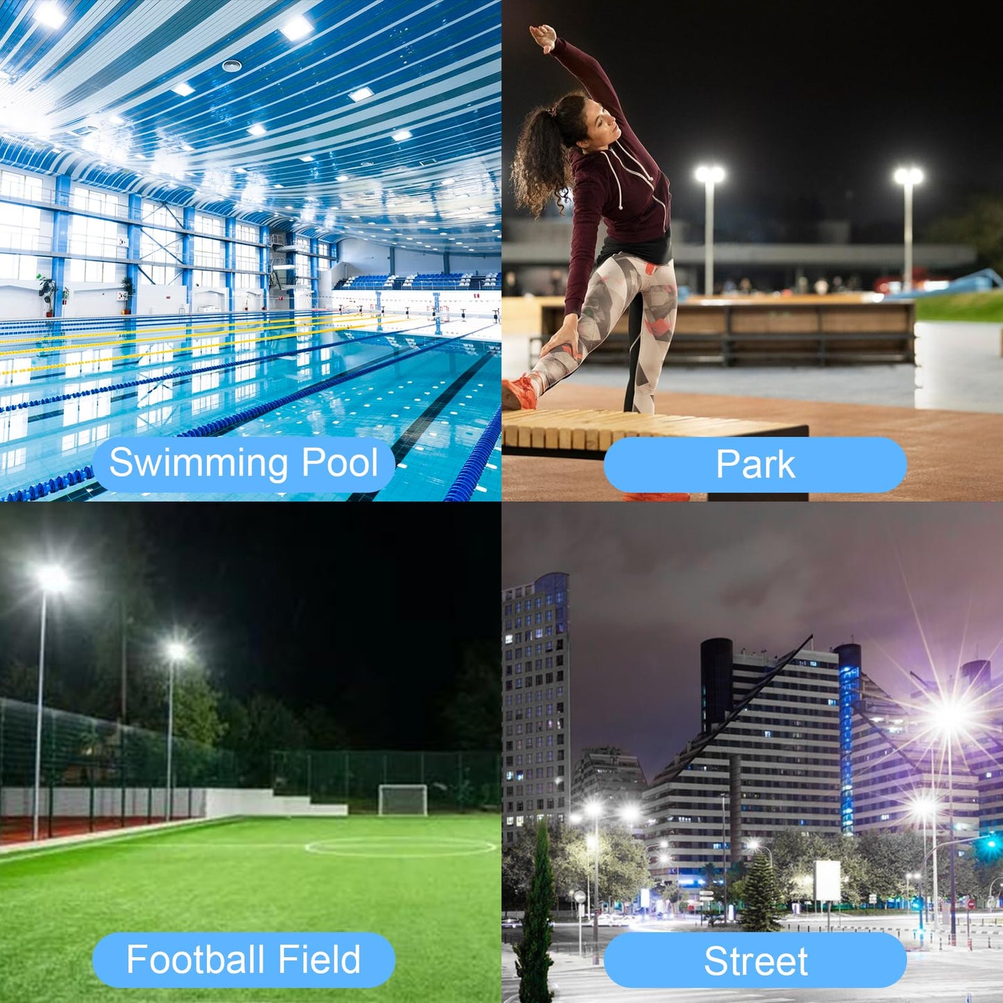 2 Pack 300W LED Flood Light Outdoor, Exterior Flood Lights, Outdoor Flood Lights, Plug in Flood Light, for Yard, Garden, Playground, Lawn, Garages,Basketball Court, Stadium