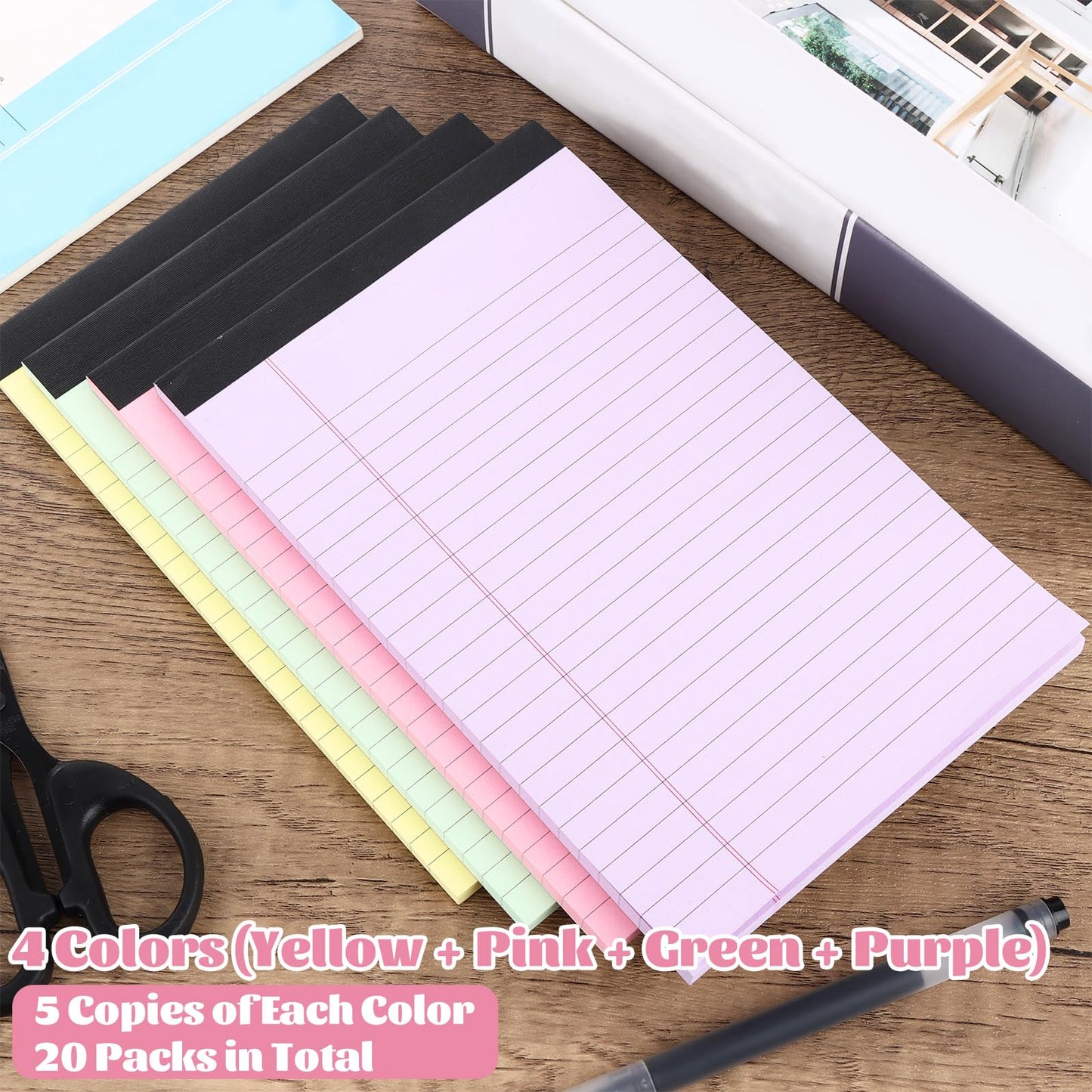 Note Pads 5x8, 20 Pack Notepads 5x8 Legal Pads, Lined Paper Pad of Paper 5x8 Notepad, Small Legal Pads 5x8 Paper Pads For Home, Office, School, Business, 50 Sheets/Pad