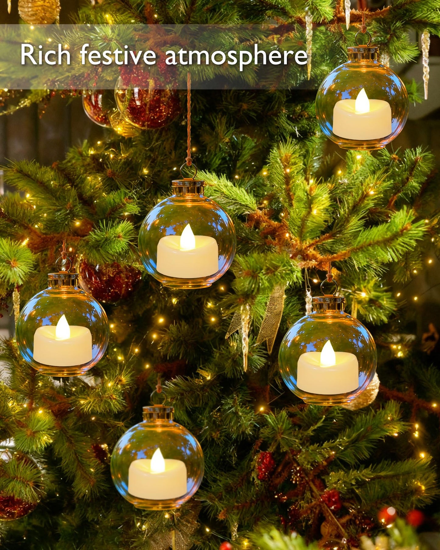 AMAGIC Battery Flameless Warm White Tealight 50 Pack Fake Elecreic Realistic Bright Candles Last 100+ Hours, for Christmas Decoration, Romantic Nights, Table Centerpiece, Diwali