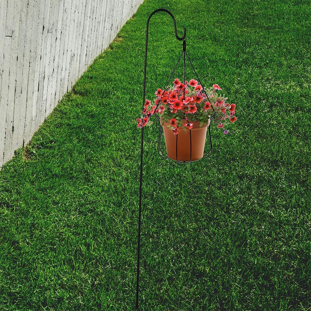 OYYQ 35 Inch Shepherd's Hooks, One Piece Solid Stainless Steel for Hanging Solar Lights, Bird Feeders, Mason Jars, Flower Basket, Christmas Lights, Lanterns and Wedding Decor(Pack of 10)