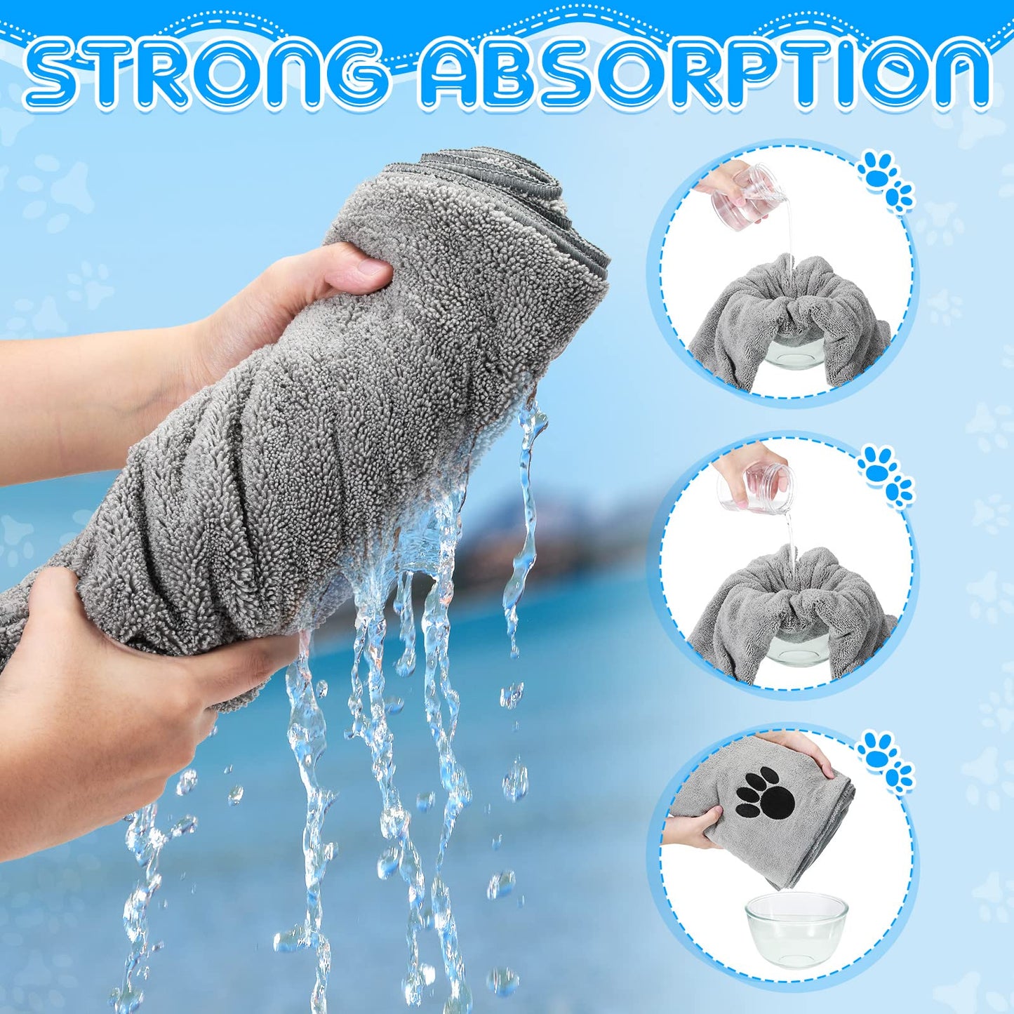 Chumia 4 Pack Dog Towels for Drying Pet Grooming Absorbent Dogs Soft Microfiber Quick Drying Winter Large Medium Small Puppy Bath Towels for Kitten Cats Pets(40 x 24 Inch,Gray)
