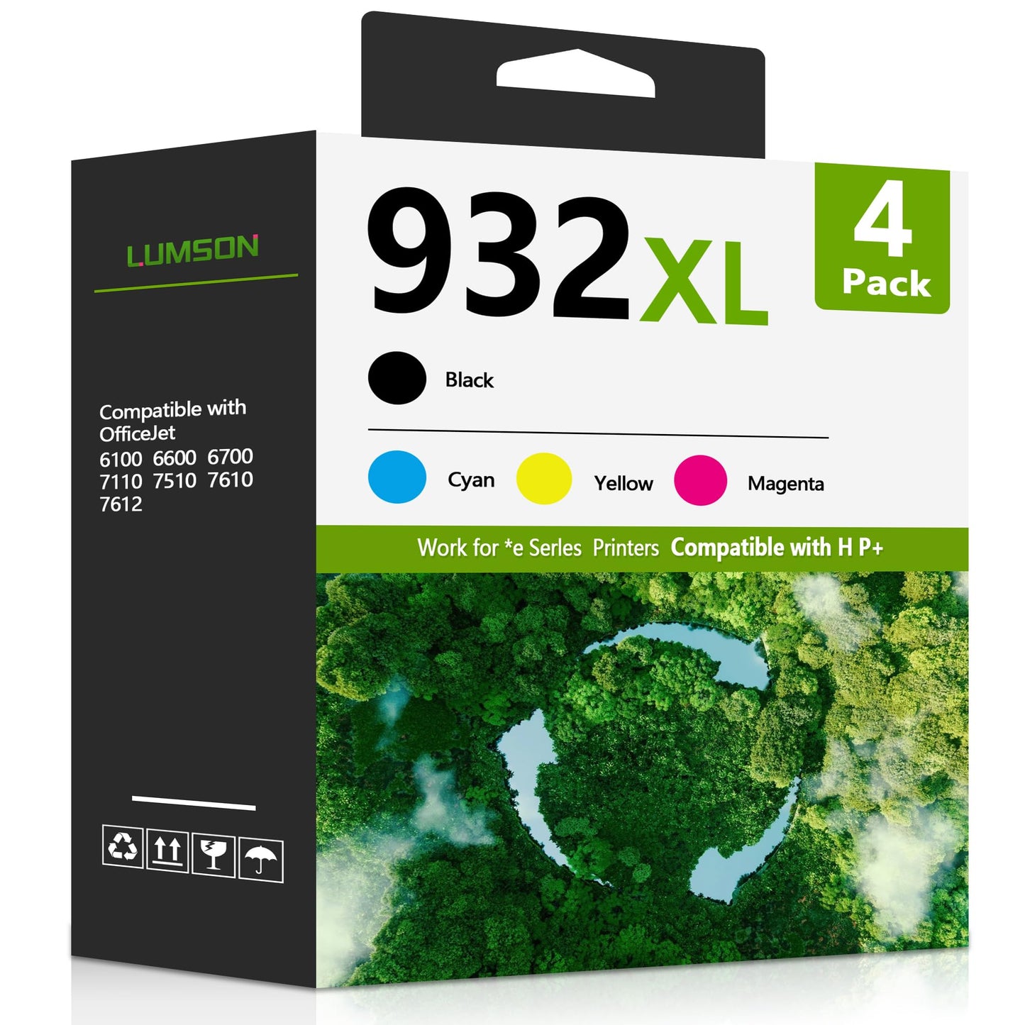 932XL 933XL Ink Cartridge Combo Pack (4 Pack, 1Black/1Cyan/1Magenta/1Yellow) -Compatible 932XL 933XL Ink Cartridge Replacement for HP Officejet 6100 6600 6700 7110 7610 7612 Printer