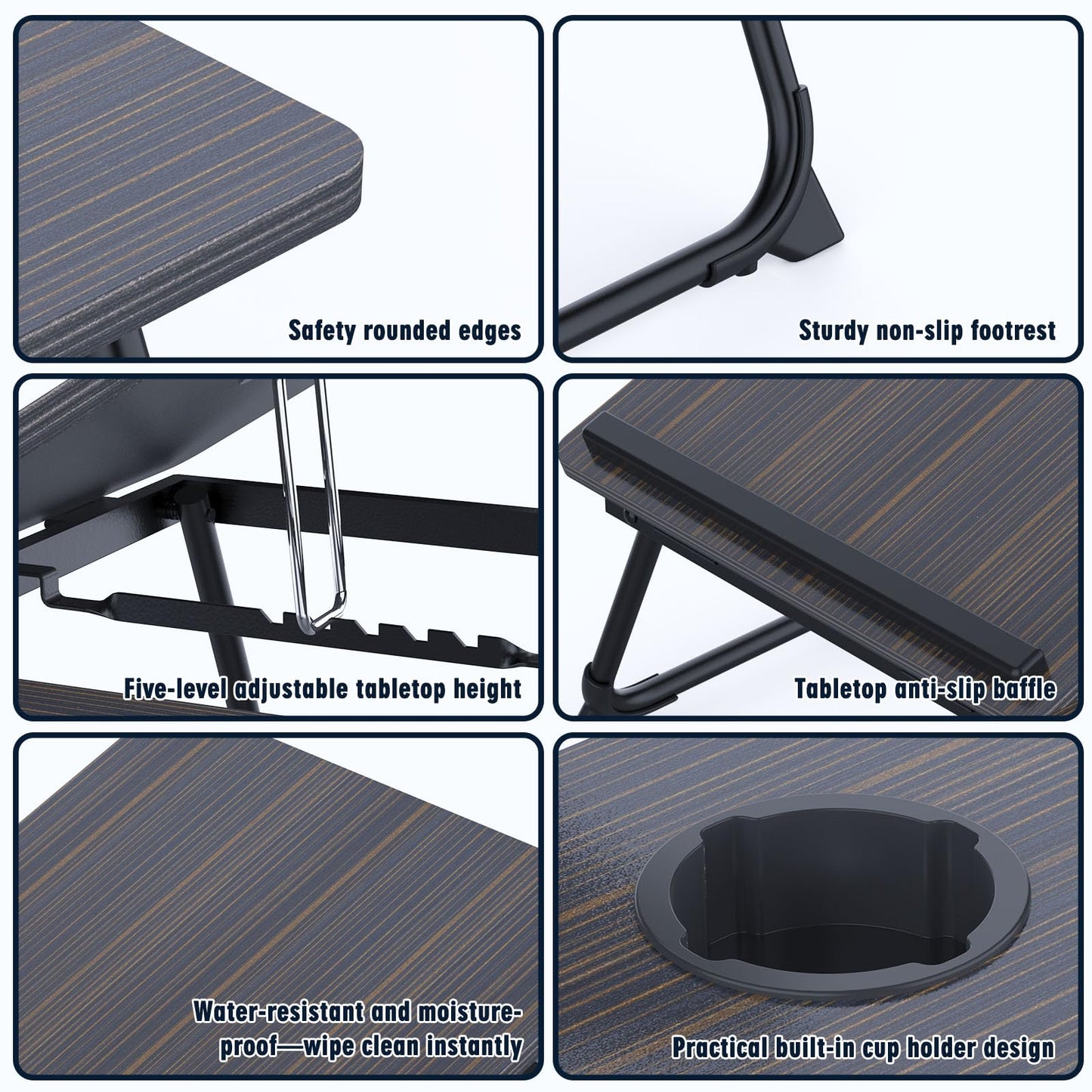 Laptop Desk,Laptop Bed Table with Foldable Legs Cup Holder Adjustable Tray Reading Book Stand Lap Notebook Holder for Bed Sofa Terrace Carpet