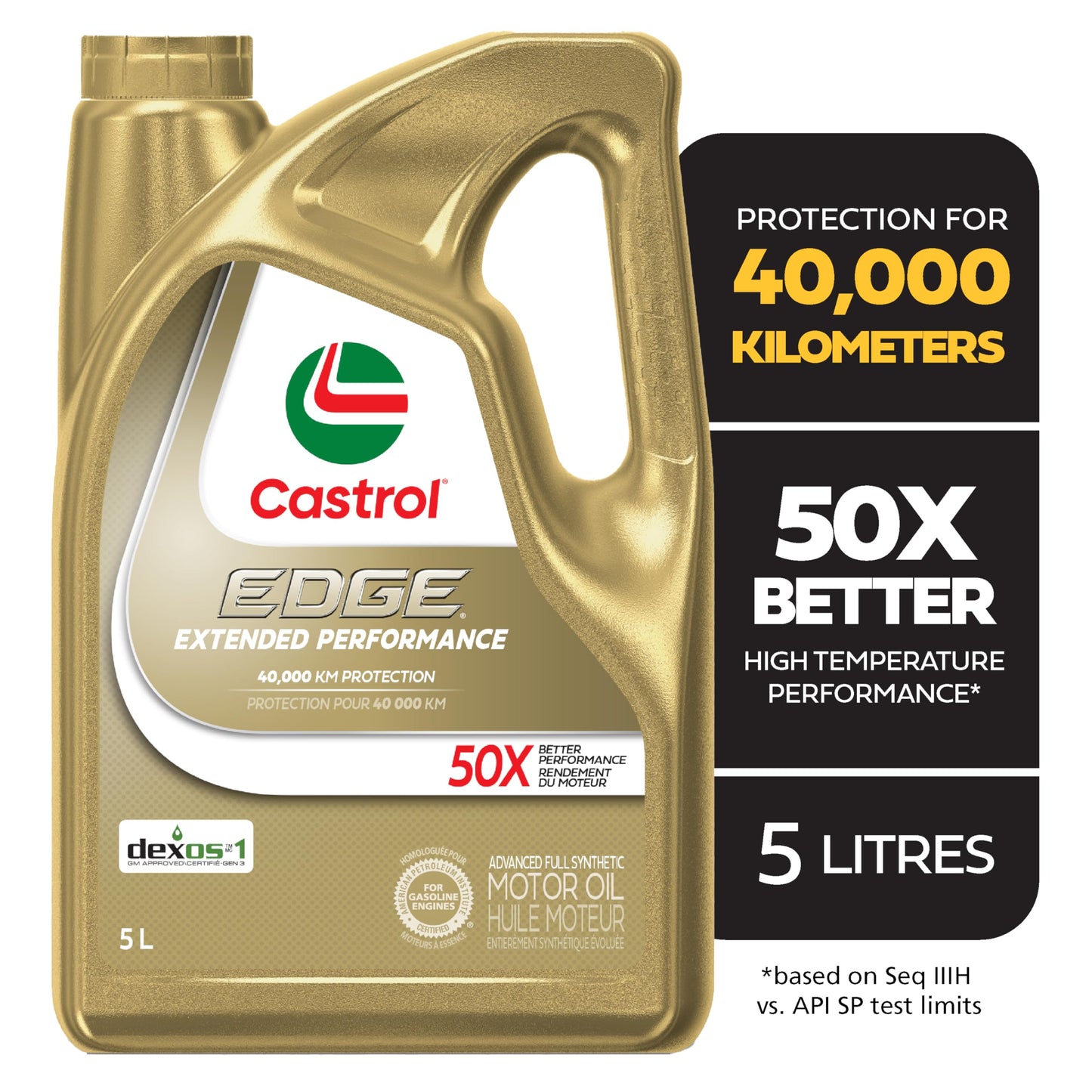 Castrol Edge Extended Performance 5W-30 Advanced Full Synthetic Motor Oil, 5 Litres | Made in Canada