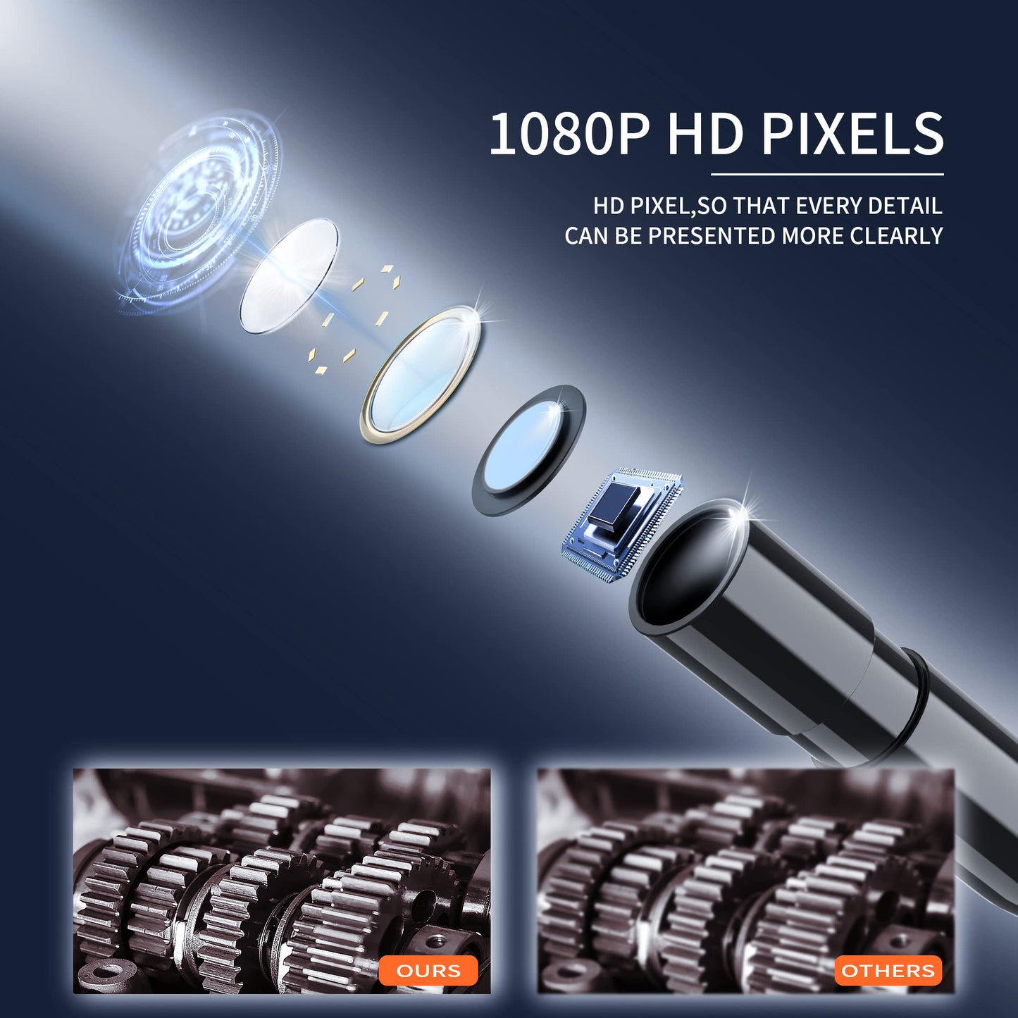 Endoscope Camera with Light, Borescope Camera with 4.3" IPS Screen, 1080P HD with 8 LED Lights, 16.4FT Semi-Rigid Cord Bore Scope, IP67 Waterproof Endoscope Cool Gadgets for Men