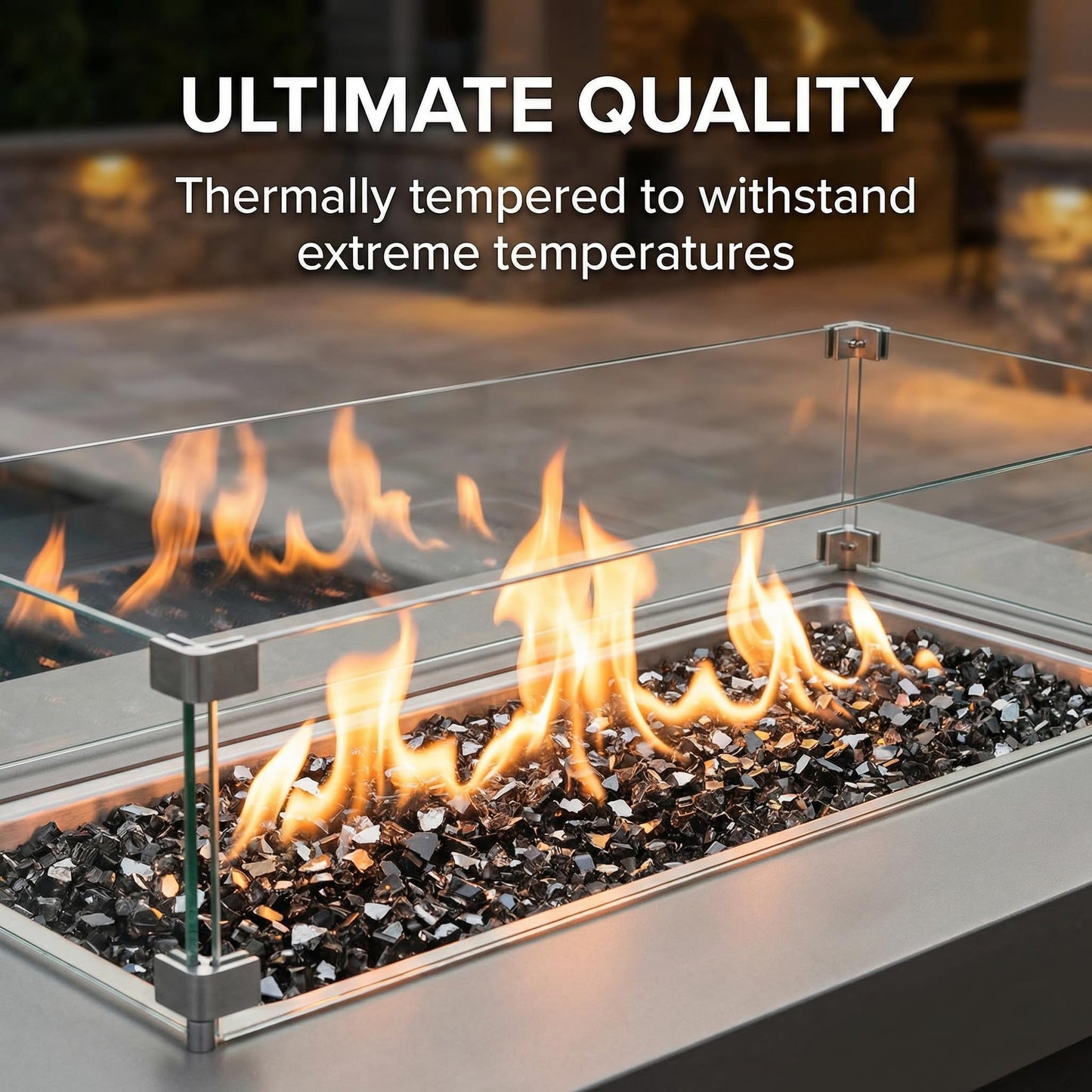 Goaste 12 Pound Fire Pit Glass, 1/2 Inch Reflective Fire Glass, Decorative Tempered Glass Rocks for Fire Pit, Fire Table, Gas Fireplace, Safe for Outdoors and Indoors, High Luster Onyx Black