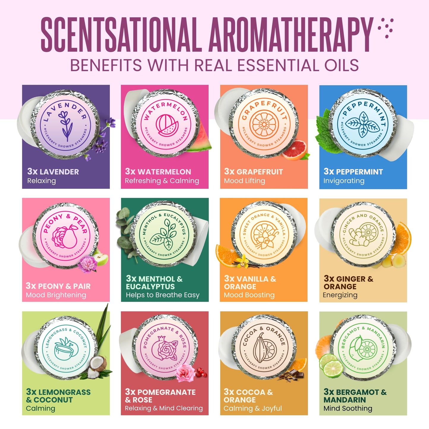 Cleverfy Shower Steamers Aromatherapy – Stocking Stuffers for Women, Men, Teens and Adults – Christmas Gifts for Women, Men, Mom,Teen Girls and Her – White Elephant Gifts for Adults – 36 Tablets