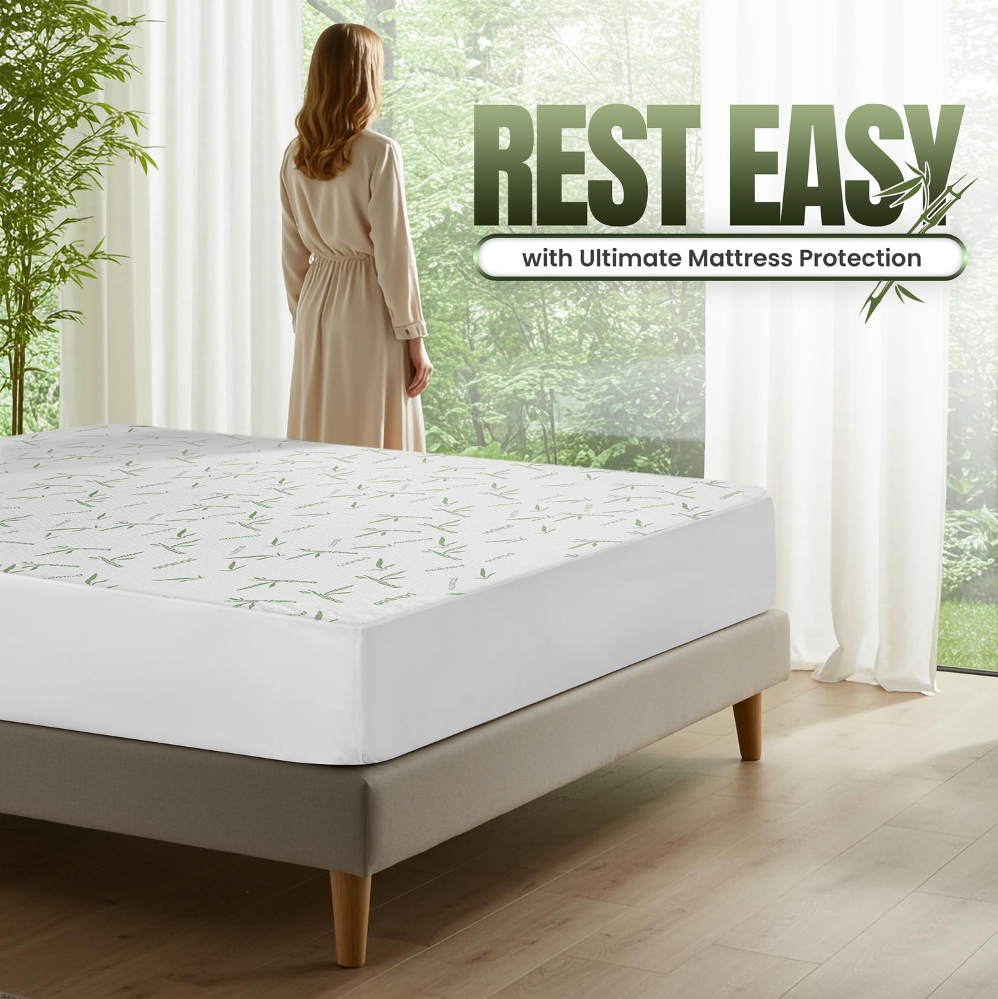 Utopia Bedding Waterproof Mattress Protector King Size, Bamboo Viscose Mattress Cover 200 GSM, Fits 17 Inches Deep, Breathable, Fitted Style with Stretchable Pockets