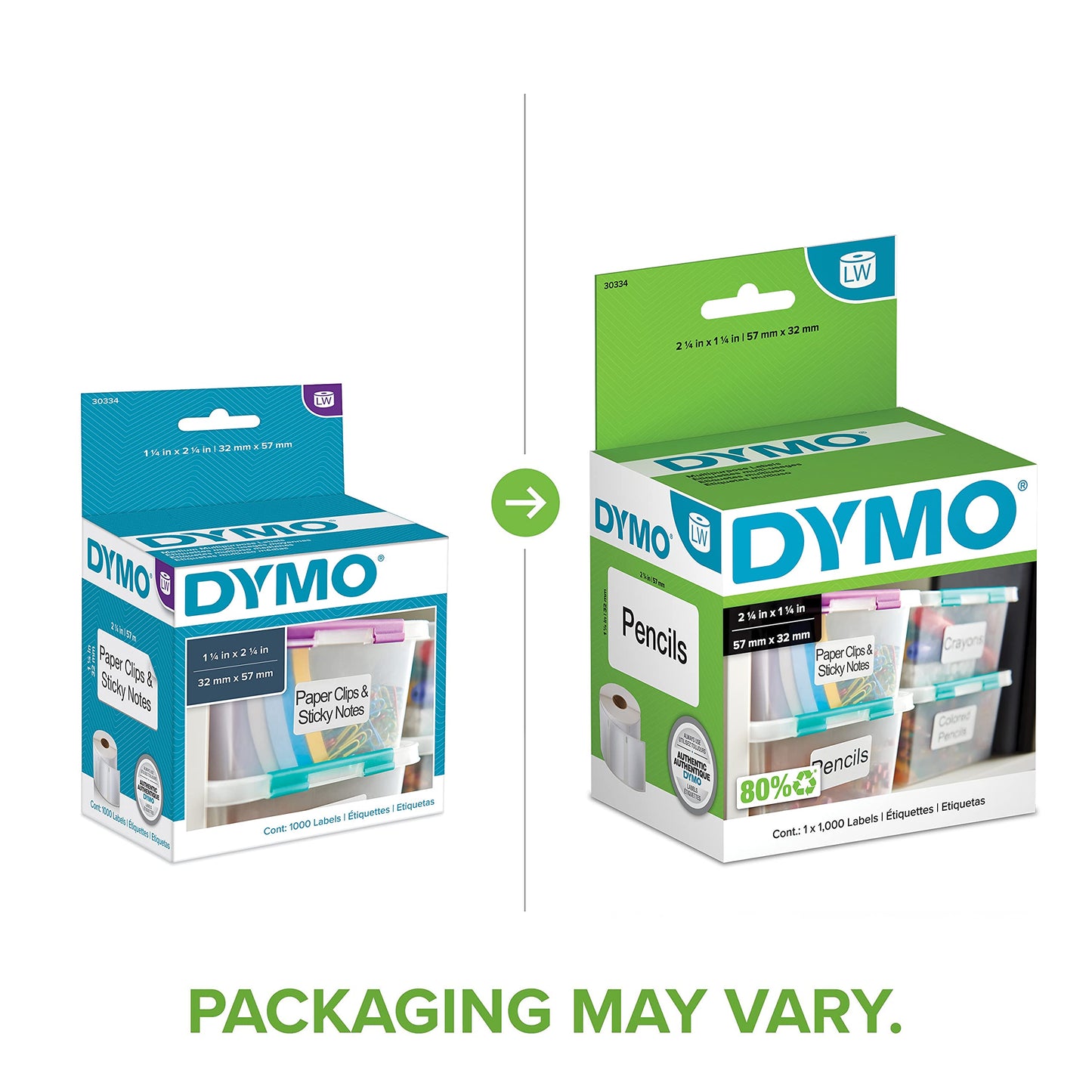 DYMO LW Thermal Printer Labels - 1-1/4 x 2-1/4 Inch Small Multi Purpose Labels for LabelWriter Printers, 1000 Count
