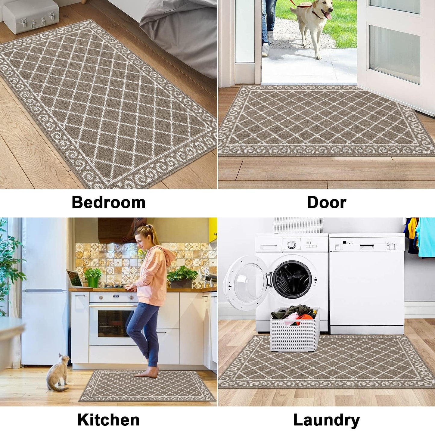 HEBE Indoor Door Mat, 32" x 48" Non Slip Absorbent Resist Dirt Front Door Mats Indoor, Washable Inside Floor Mat, Durable Low Profile Welcome Mat Entrance Rugs Entry Rug Mat for Entryway, Brown