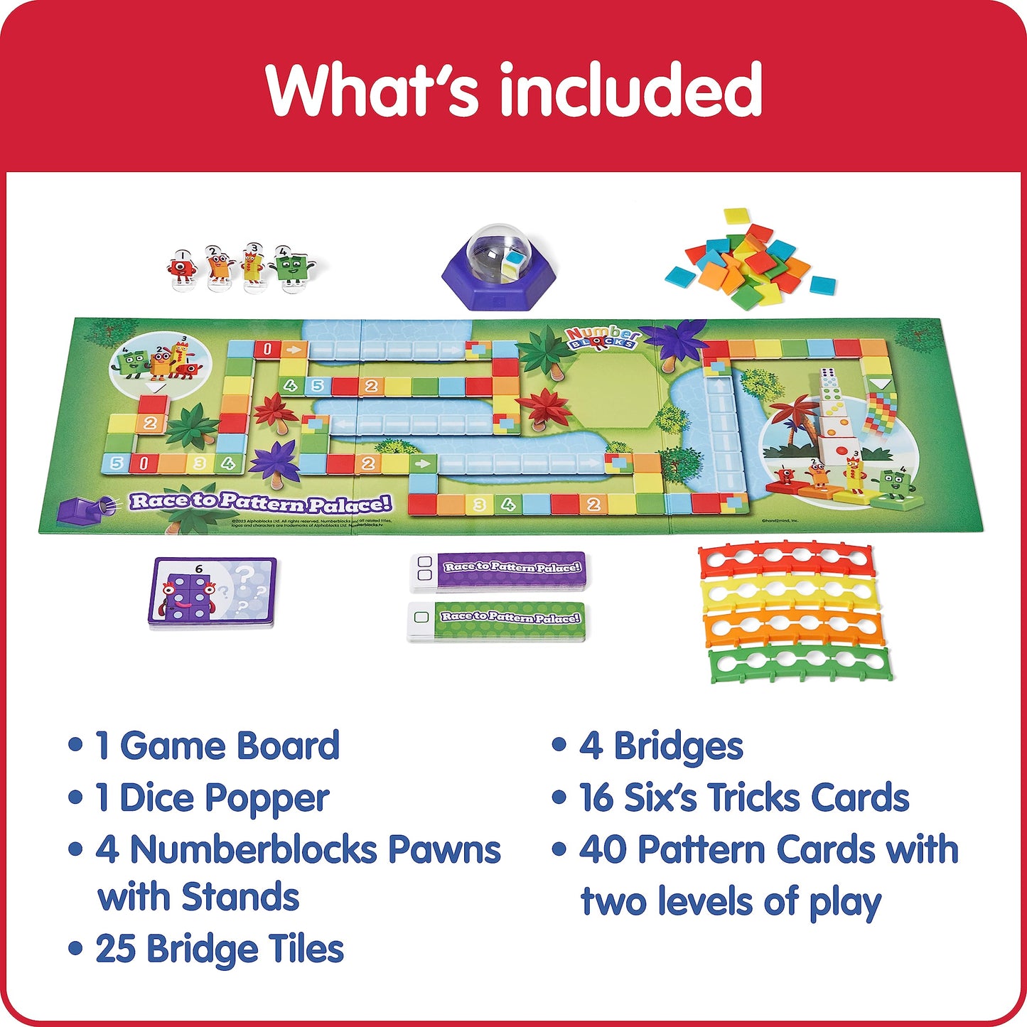 hand2mind Numberblocks Race to Pattern Palace! Board Game, Pattern and Color Recognition Game, Educational Board Games, Family Game Night, Counting Games, Math Toys, Kindergarten Learning Games