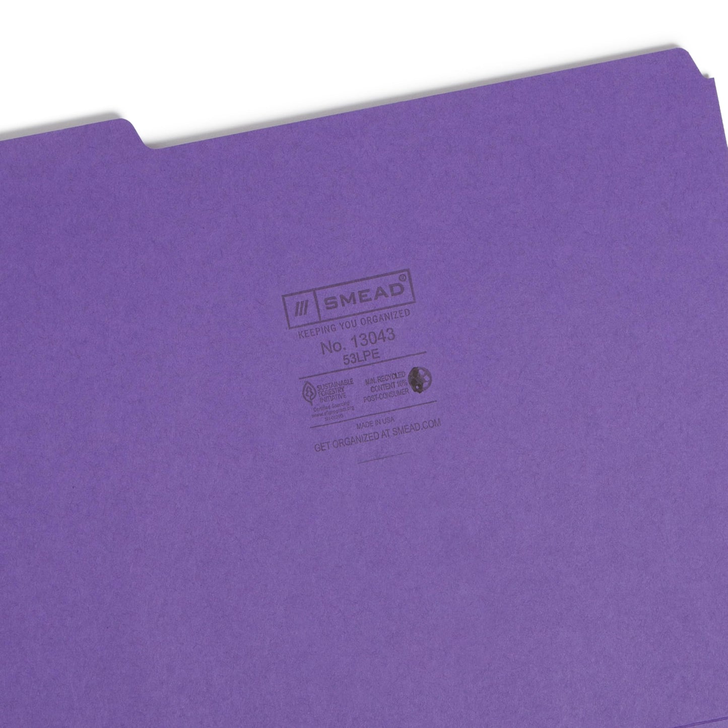 Smead 1/3-Cut File Folders, Letter Size, Purple, 100 Per Box (13043)