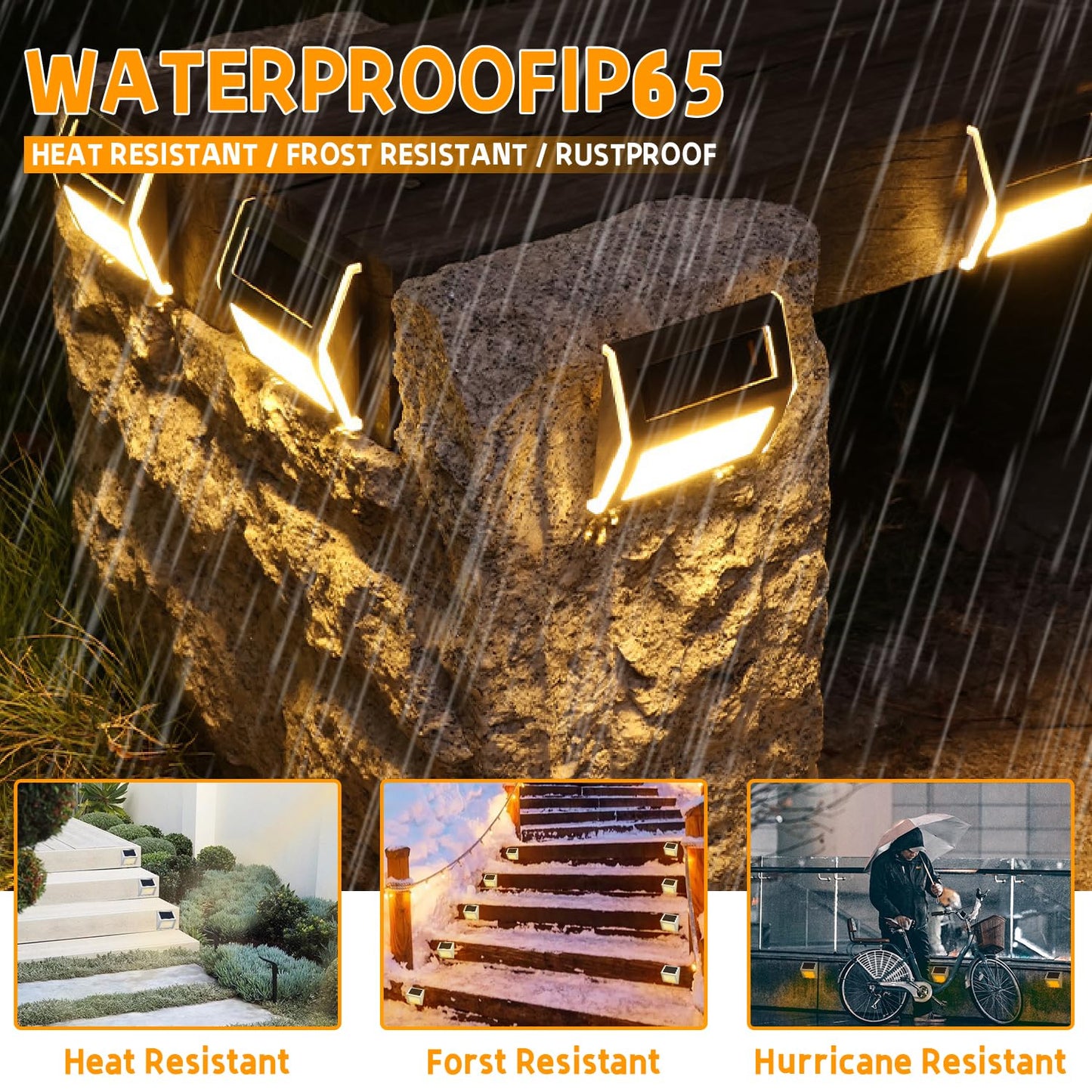 12 Pack Solar Step Lights for Outside, Solar Stair Lights Waterproof IP 65, Led Outdoor Deck Lights,Solar Lights for Garden Stair Patio Deck Yard Front Step Front Porch,Warm White