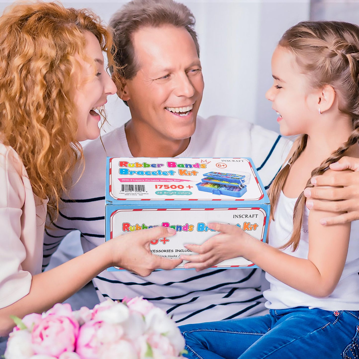 17500+ Rubber Loom Bands with 3 Layer Deep Blue Container, 28 Colors, 600 S-Clips, 352 Beads, 40 Cartoon Pendant, Bracelet Making Refill Kit for Kids