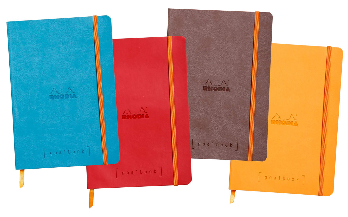 Rhodia - Rhodiarama Leatherette Softcover Goal book A5 (14.8x21 cm) - 240pgs DOT - Clairefontaine ivory paper 90 g 2 ribbons elastic closure - Sapphire Blue - 117748C