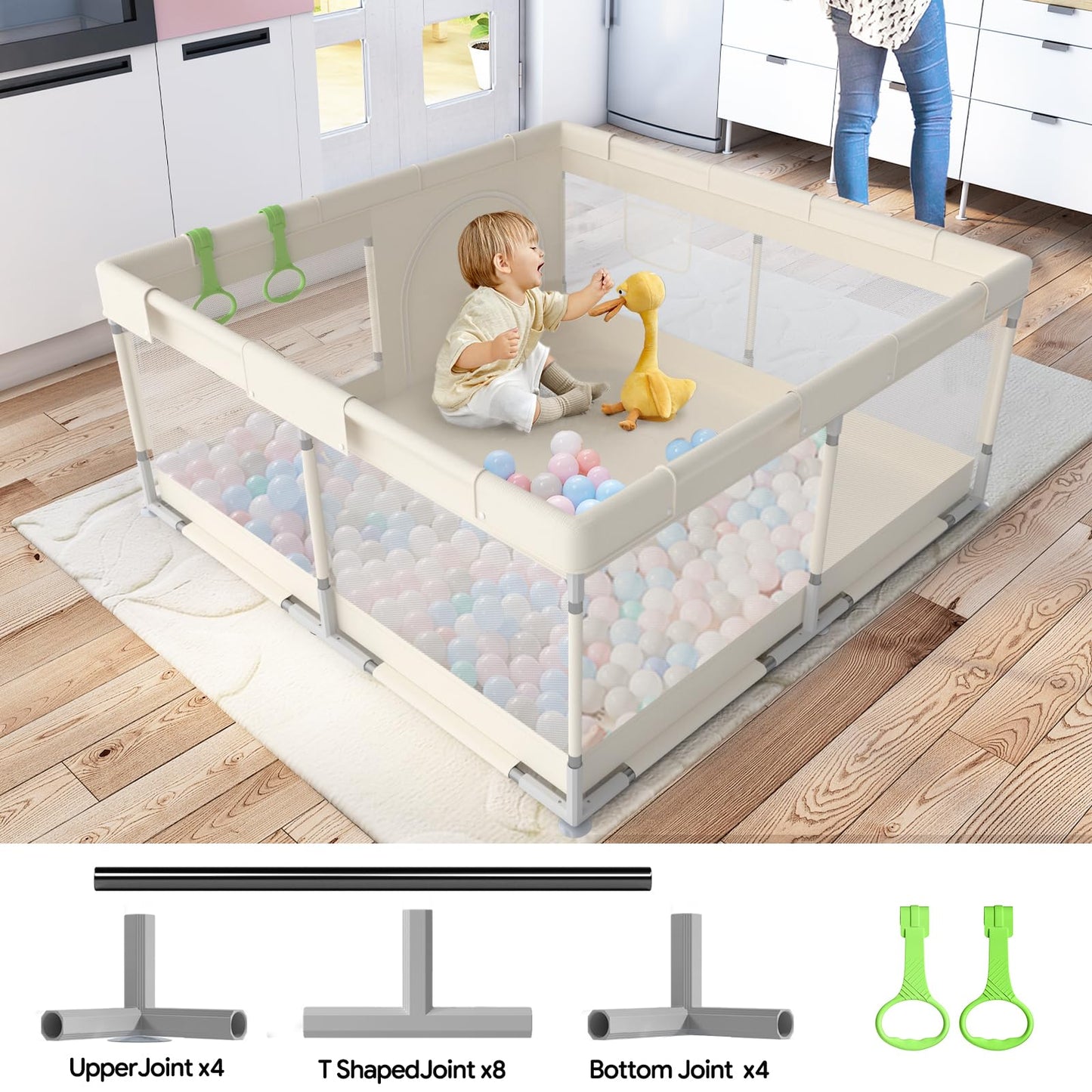 Fodoss Playpen Baby, 47x47inch Play Pen, Small Playard,Playpen for Apartment, Play Yard, Baby Activity Play Fence, Extra Large Playard, Parc Pour bébé