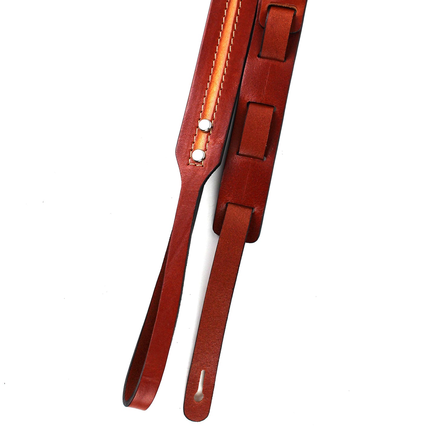 Walker And Williams M-11 Retro Chestnut & Tan Grain Leather Mandolin, Mandola, Bouzouki or Uke Strap