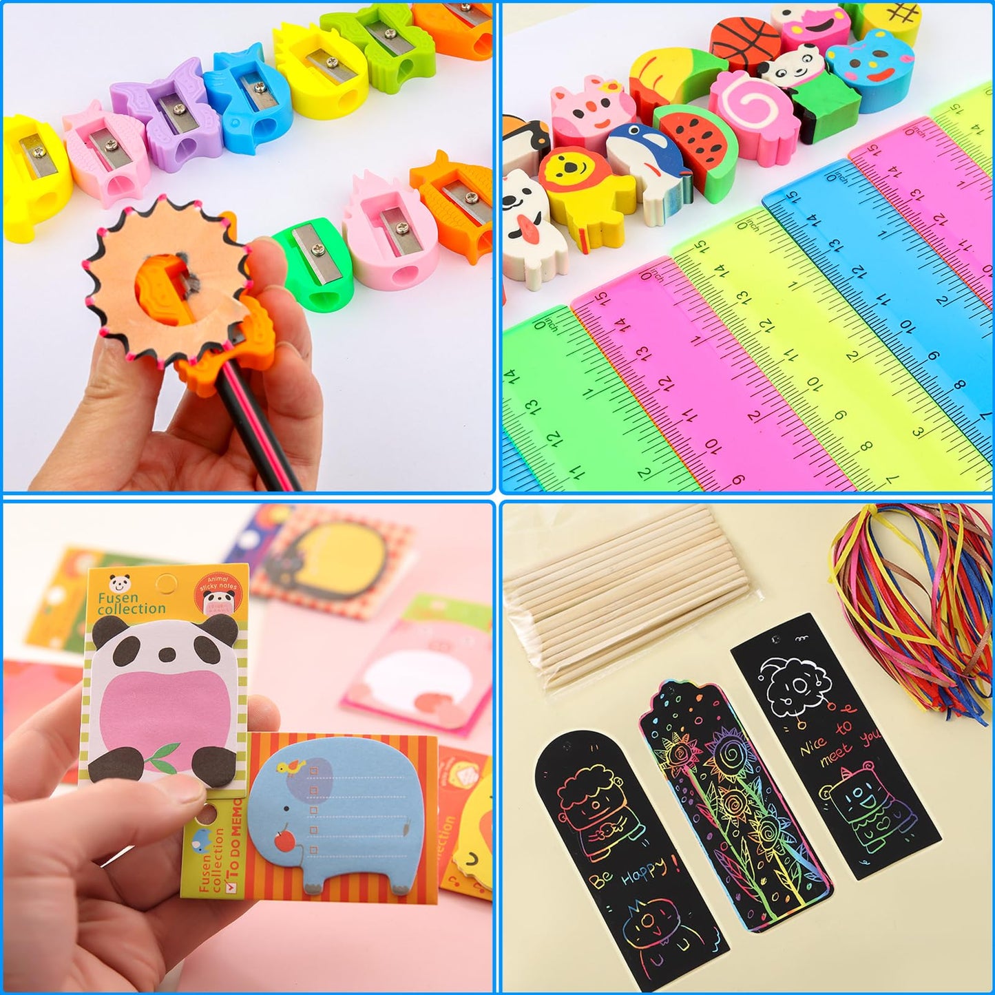 Stationery Party Packs, 24 Pack Birthday Goodie Bags for Kids with Pencils Rulers Erasers Perfect Classroom Rewards Student Gifts School Class Goodie Bag Return Gifts