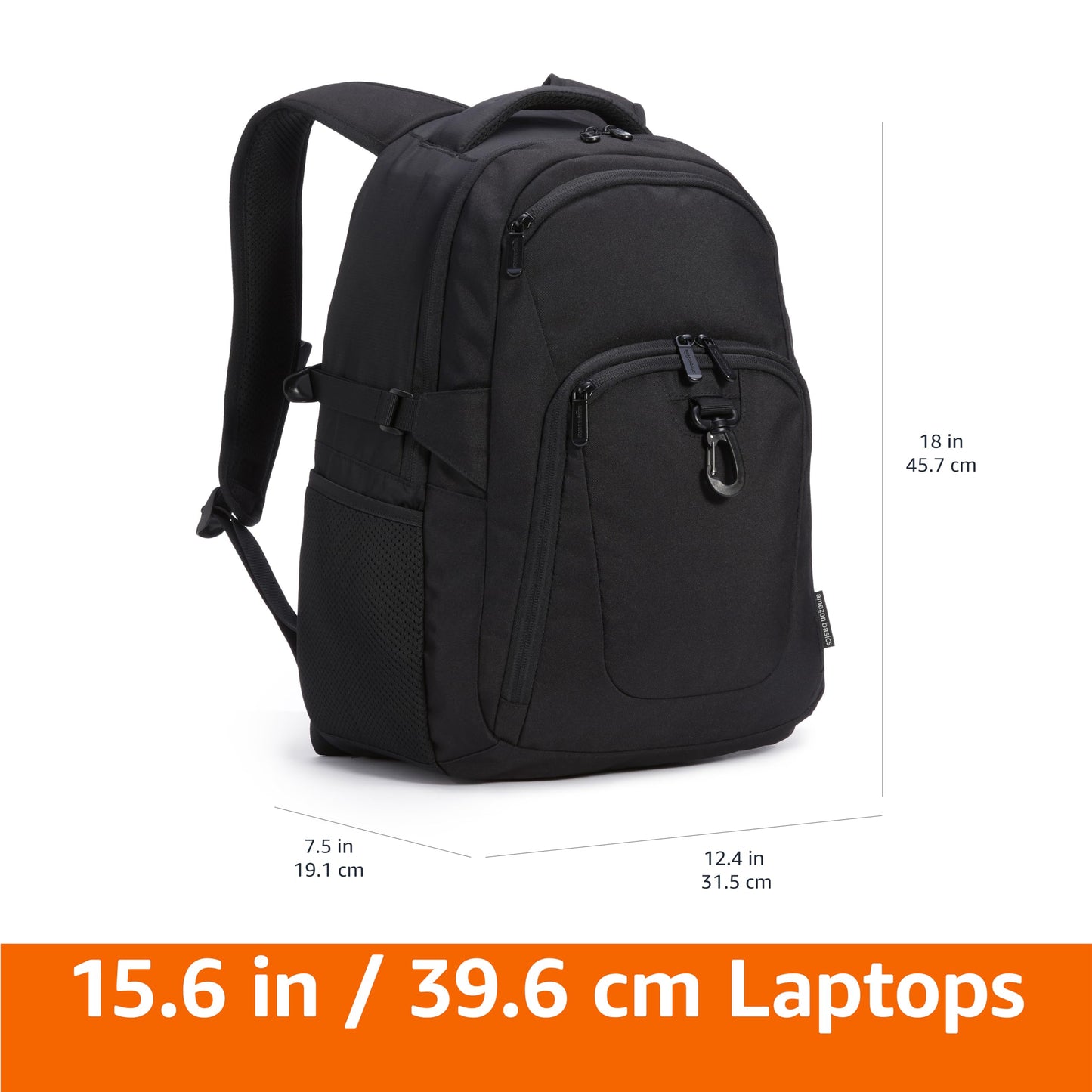 Amazon Basics Travel Laptop Backpack 15.6 inch Laptop, Black