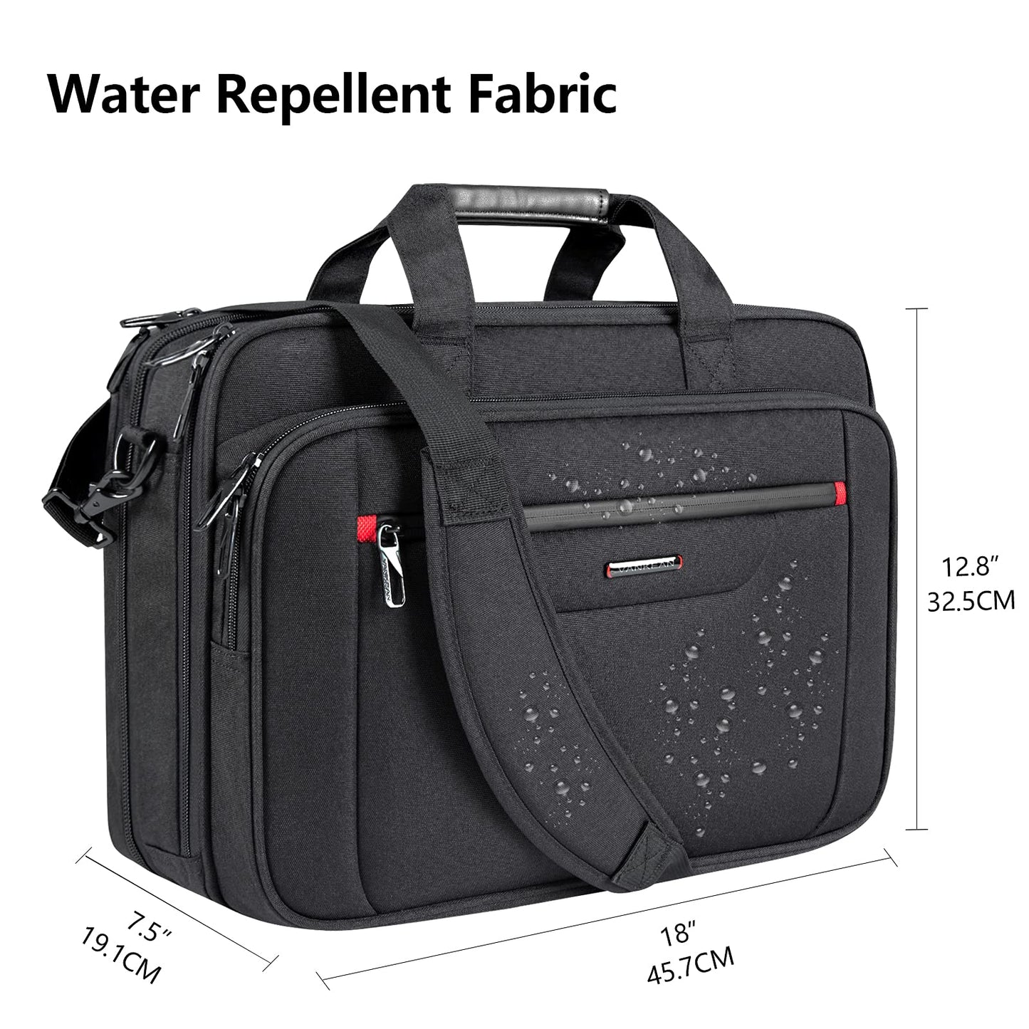 VANKEAN Laptop Bag Premium Laptop Case Business Briefcase Fits Up to 17.3 Inch Laptop Expandable Water-Repellent Shoulder Messenger Bag for Men/Women Computer Bag for Travel/Business/School-Black