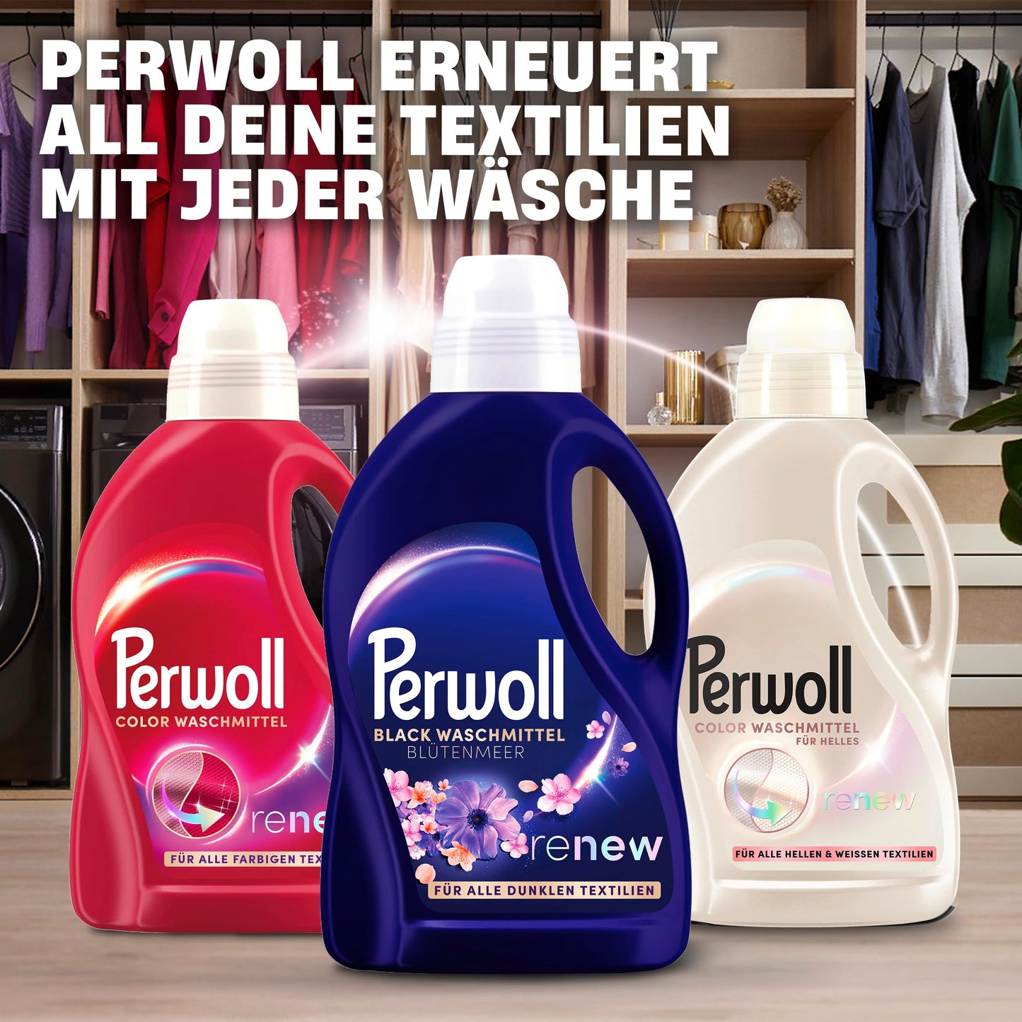 Perwoll Renew Sea of Flowers Detergent (1x 27 Wash Loads), Mild Deetergent Gently Cleanses and Renews Dark Colors and Fibers | With Triple-Renew Technology and Tempting Fragrance