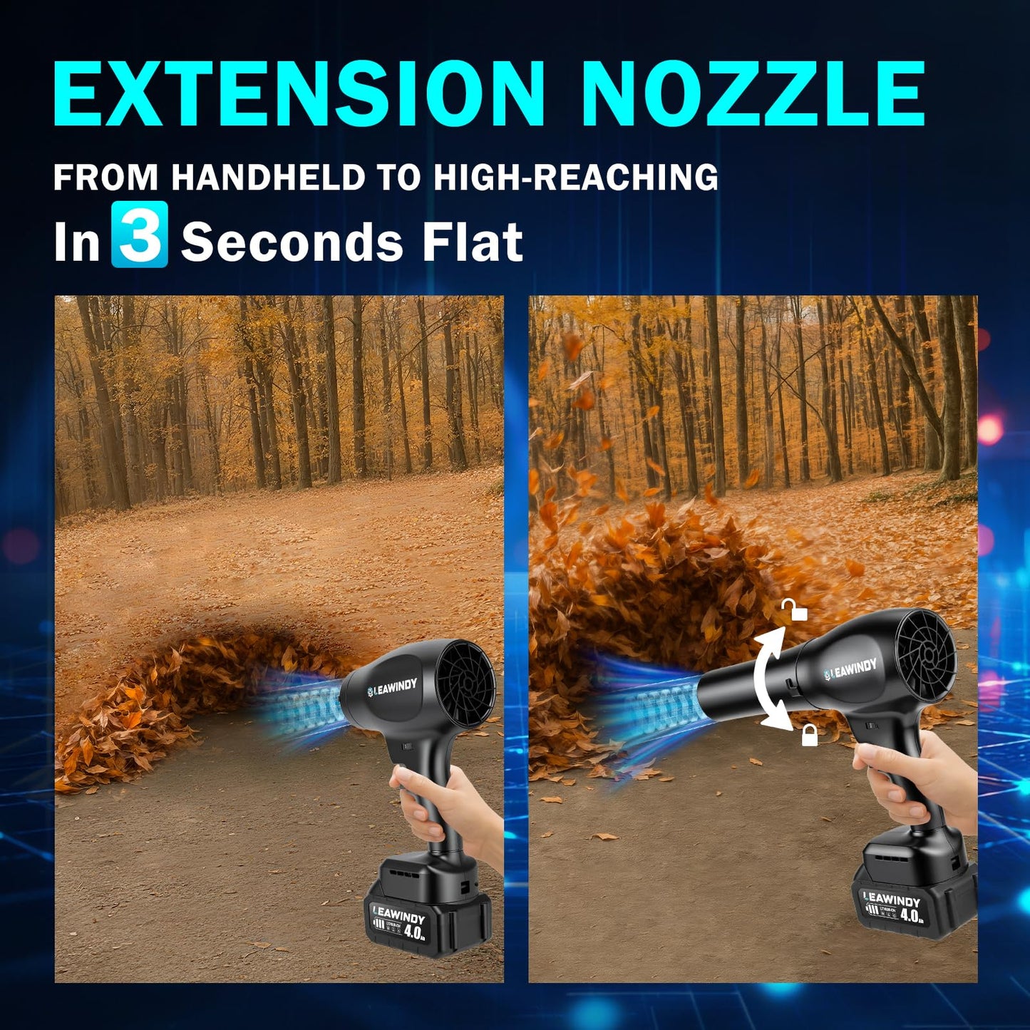 Cordless Leaf Blower with 6 Speed Mode, 800000RPM Handheld Leaf Blower, Lightweight Mini Turbo Jet Blower with 1 X 4.0Ah Batteries and Charger, Rechargeable Leaf Blowers for Lawn Care, Patio, Car