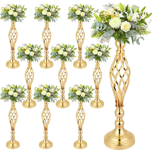 10 PCS Gold Flower Stand Centerpiece, Wedding Table Gold Flower Stand Vases Centerpiece Decorations for Wedding, Birthday Party and Other Holiday Event
