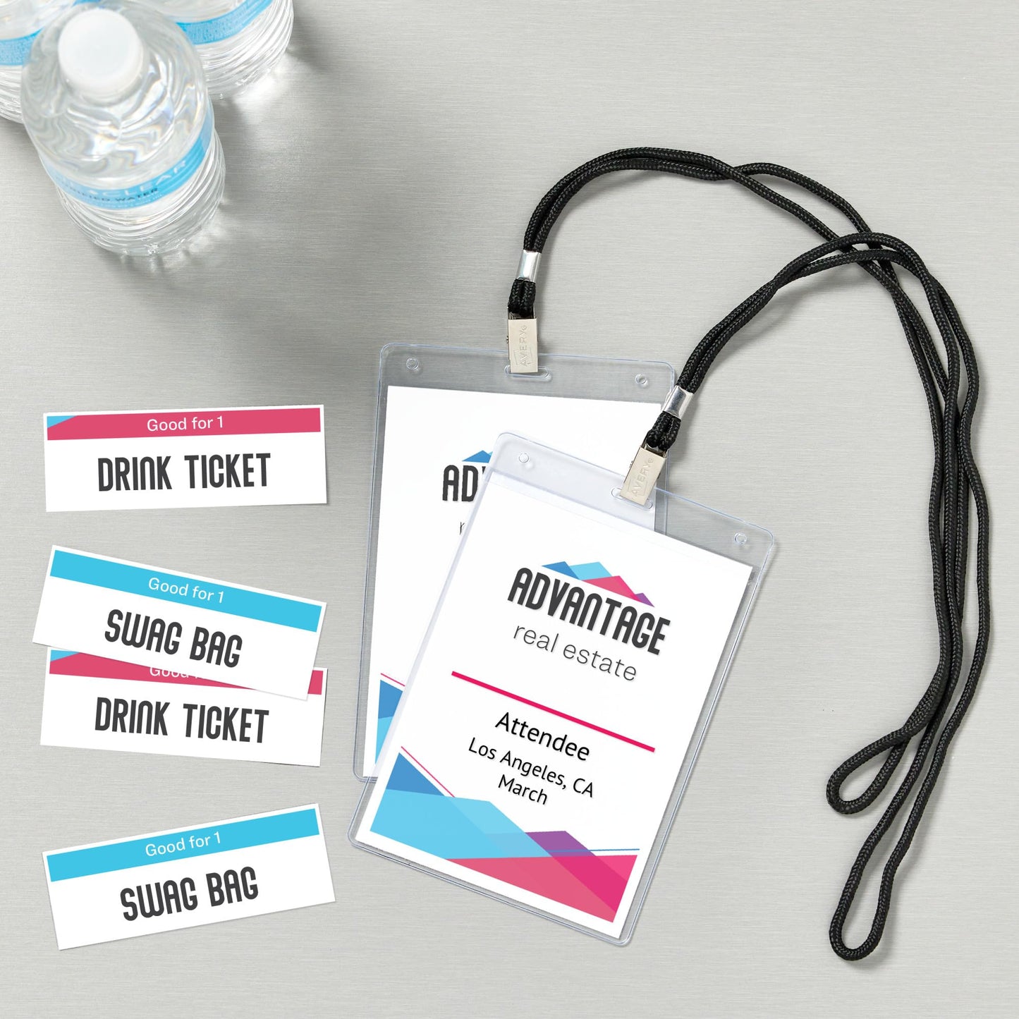 Vertical Hanging Style Name Badges, PVC Plastic, 6" x 4-1/4"