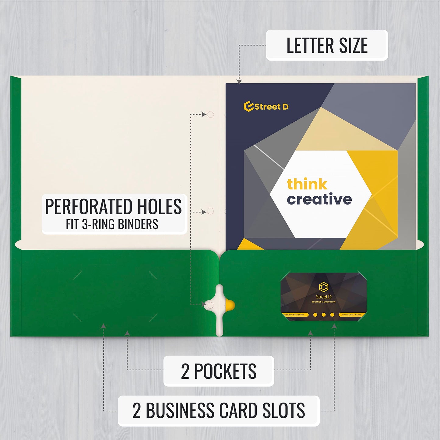 Better Office Products Green Folders, 50 Pack Letter Size Pocket Folders, Green Folders with Pockets, Two Pocket Portfolio Folders, Durable Paper Folders for School Classroom Office Organization