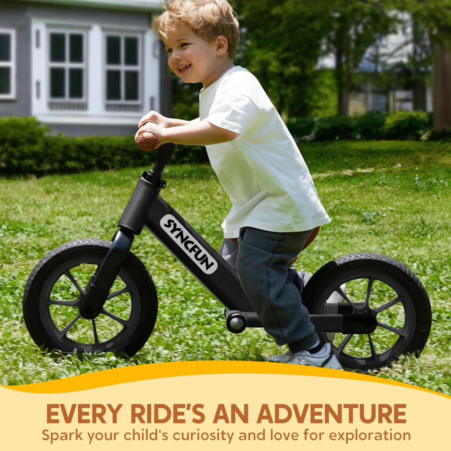 SYNCFUN Toddler Balance Bike, Toddler Bike for 2, 3, 4, 5 Year Old Boys and Girls, No Pedal Kids Bike, Toddler Gifts, Easy Adjustable Seat and Handlebar, Kids Toys for 2 Year Old