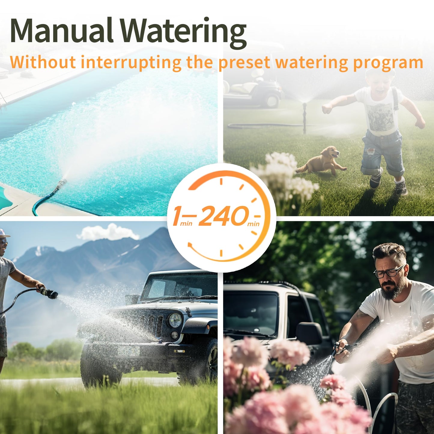 Diivoo Sprinkler Timer 2 Zone, Programmable Water Hose Timer 2 Outlet for Garden, Automatic Irrigation Timer IPX5 with Rain Delay/Manual, Outdoor Hose Timer Controller for Lawn, Yard, Pool