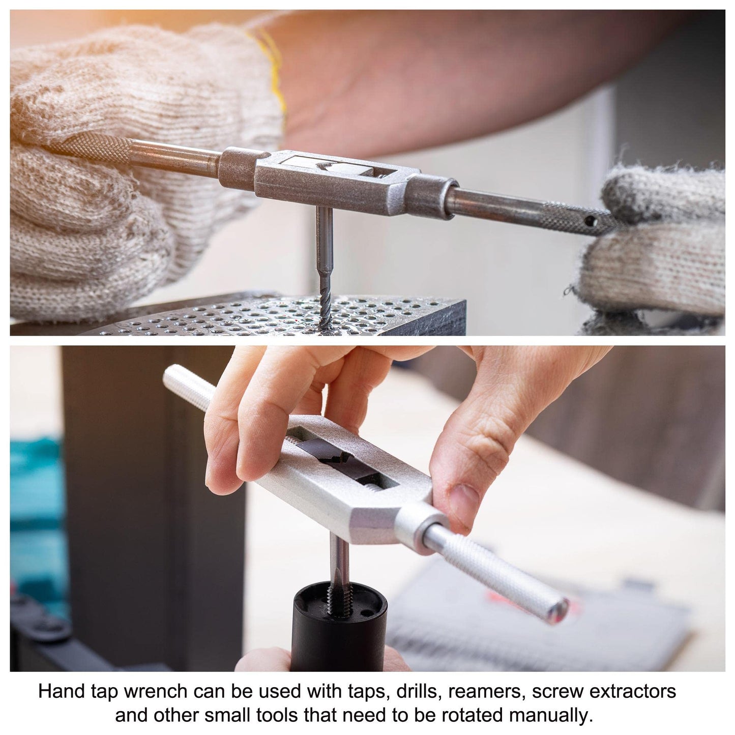 uxcell Adjustable Tap Wrench Handle for 1/4"-3/4" (UNC/UNF) / Metric M5-M20 Taps, Thread Tap Holder Reamer Hand Tapping Tool for Machinist Repair with Plastic Dipped Handle