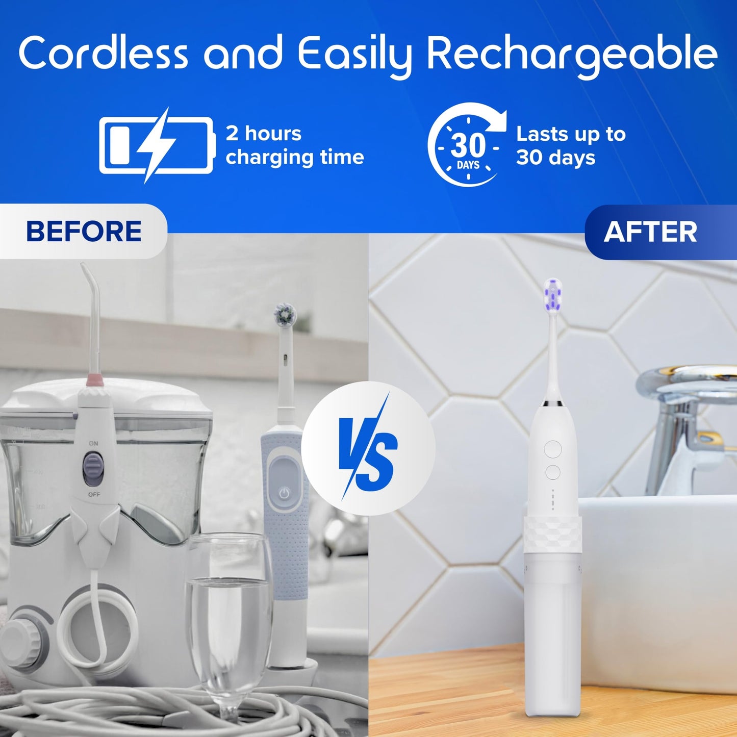 2-in-1 Portable Sonic Toothbrush & Cordless Water Flosser – Travel-Ready, Braces-Friendly – Perfect for On-the-Go, Office, School & Home